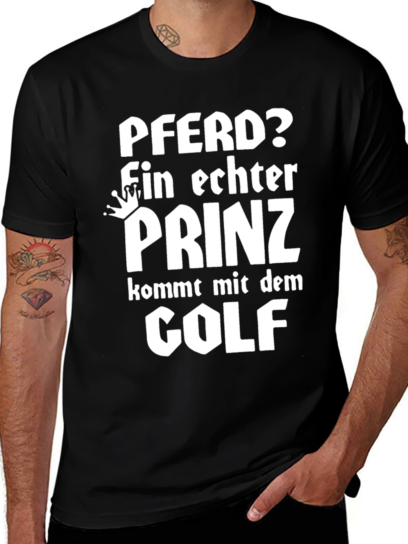 Pferd Prinz Golf Mens Black T-Shirt