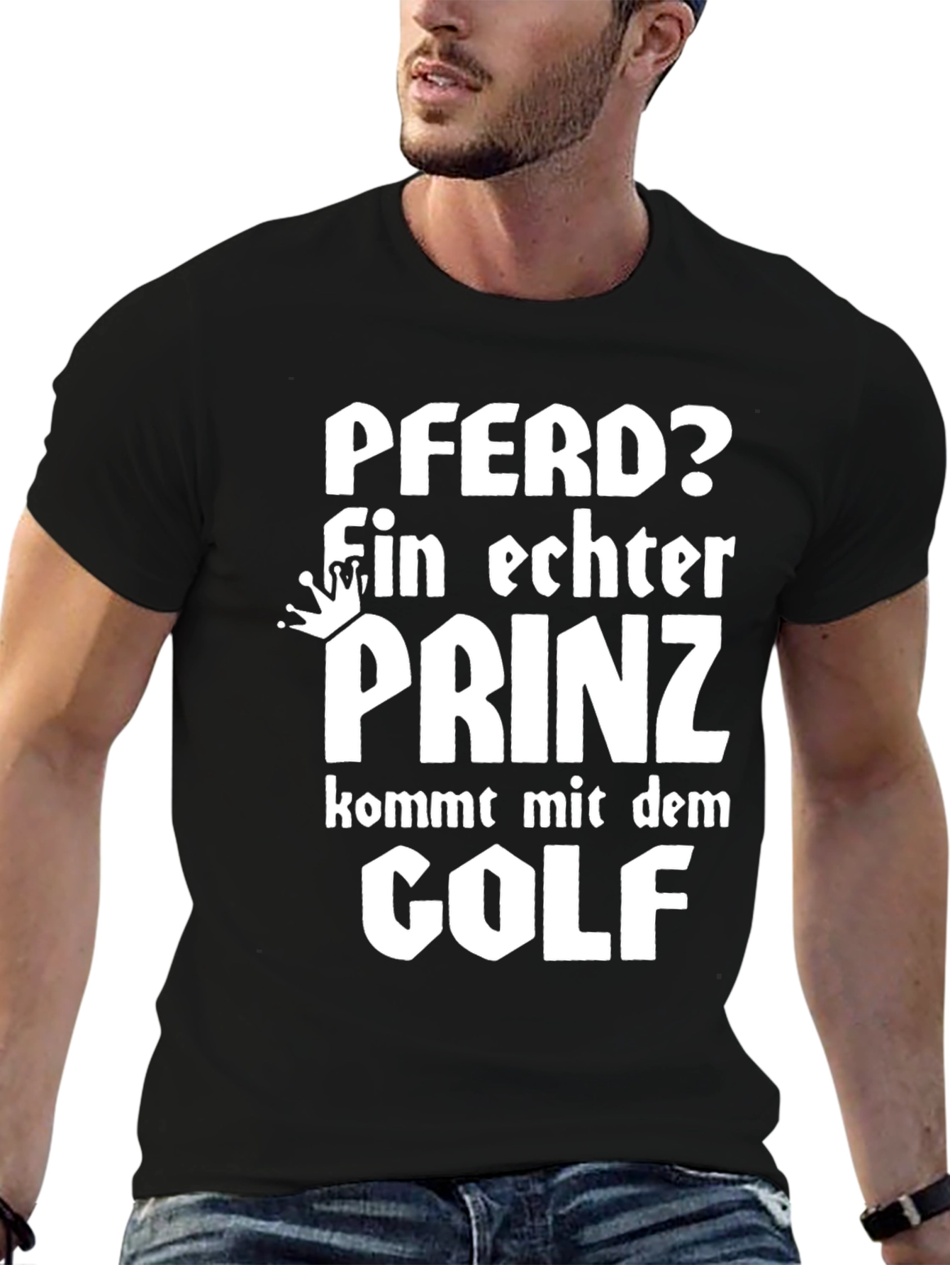Pferd Prinz Golf Mens Black T-Shirt
