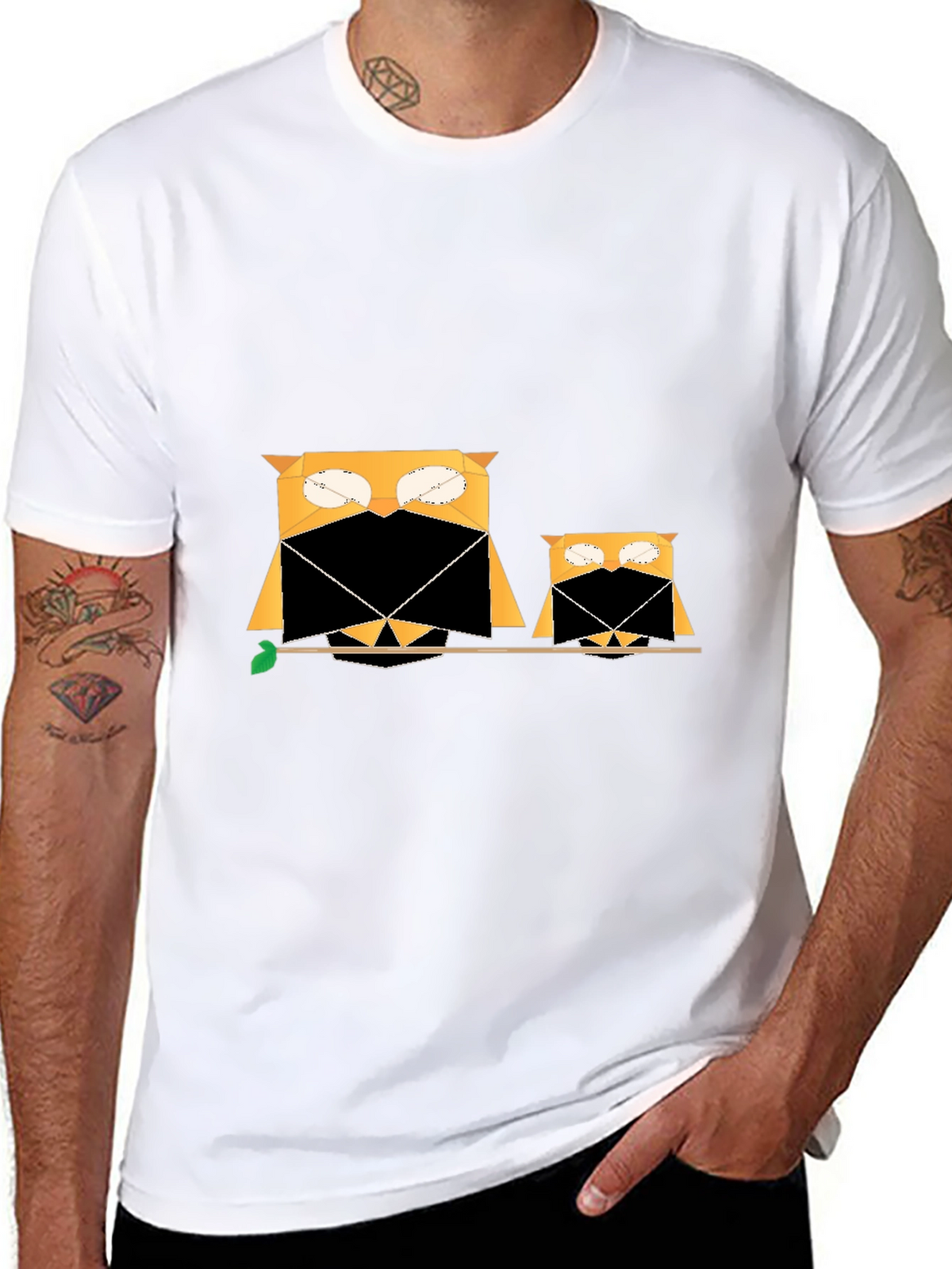 Owl Family Tee - Geometric Graphic Print