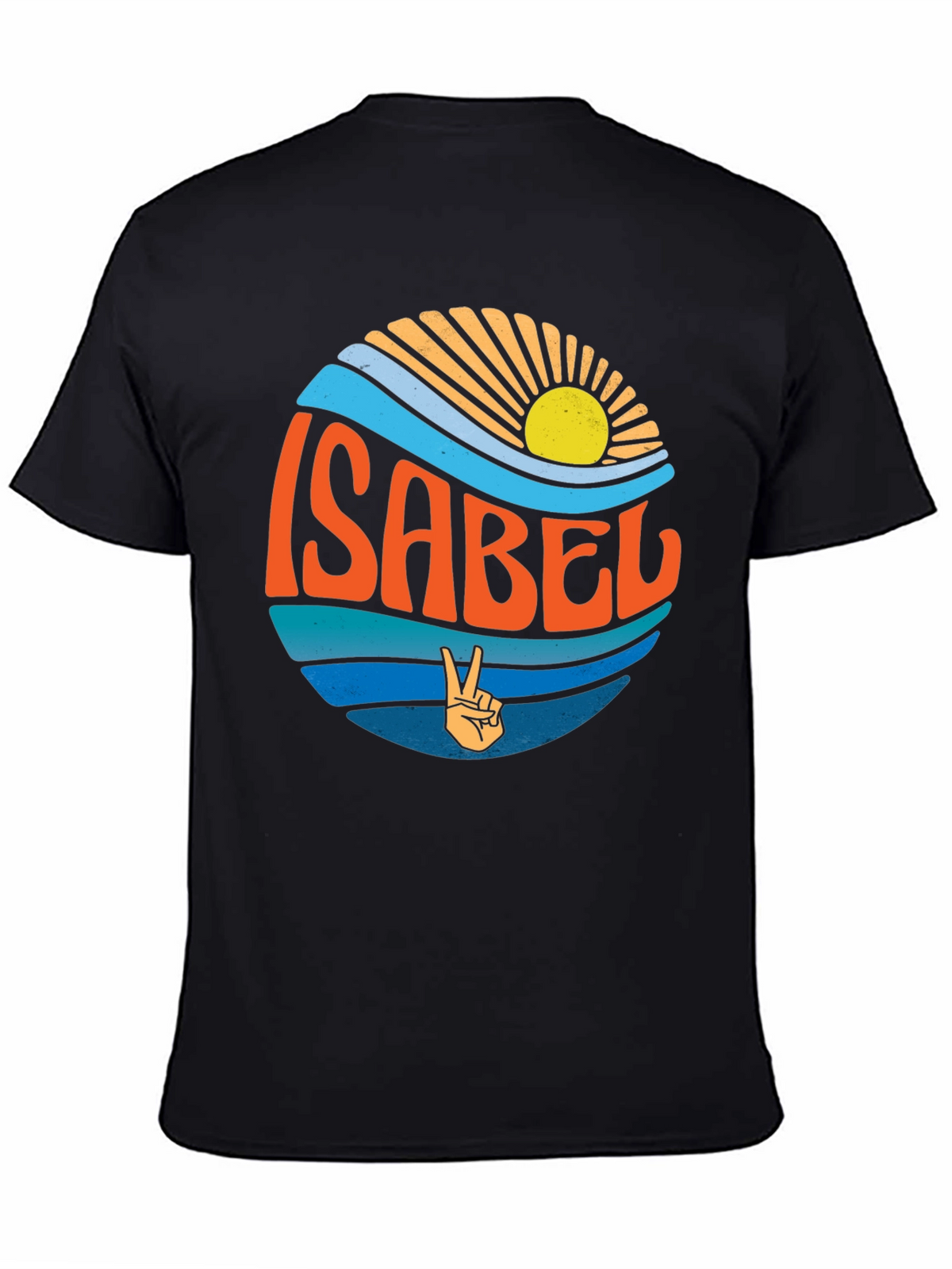 Isabel Peace Sign Wave Graphic Black T-Shirt
