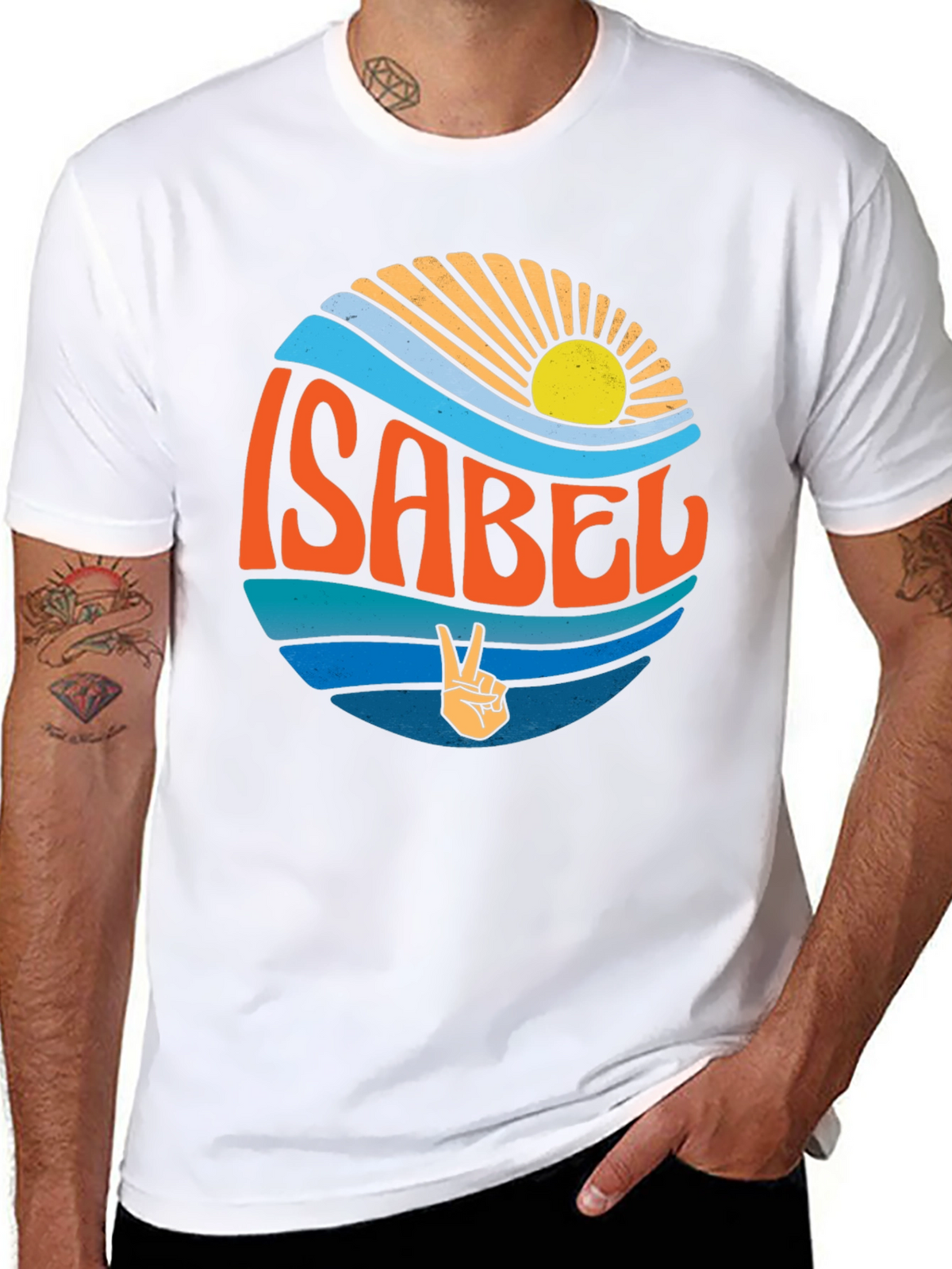 Isabel Peace Sign Wave Graphic Black T-Shirt