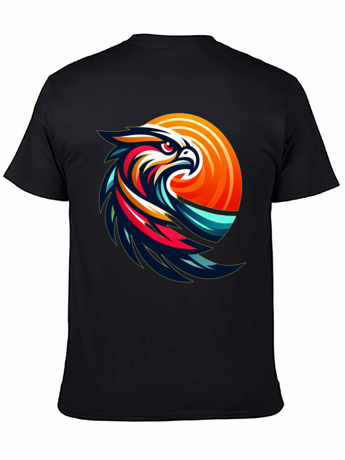 Mens Black T-Shirt with Eagle Graphic