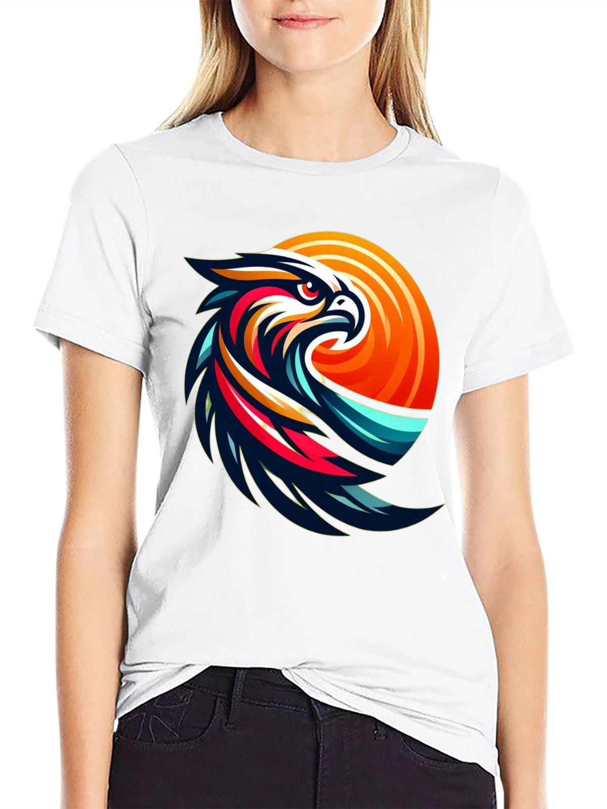Mens Black T-Shirt with Eagle Graphic