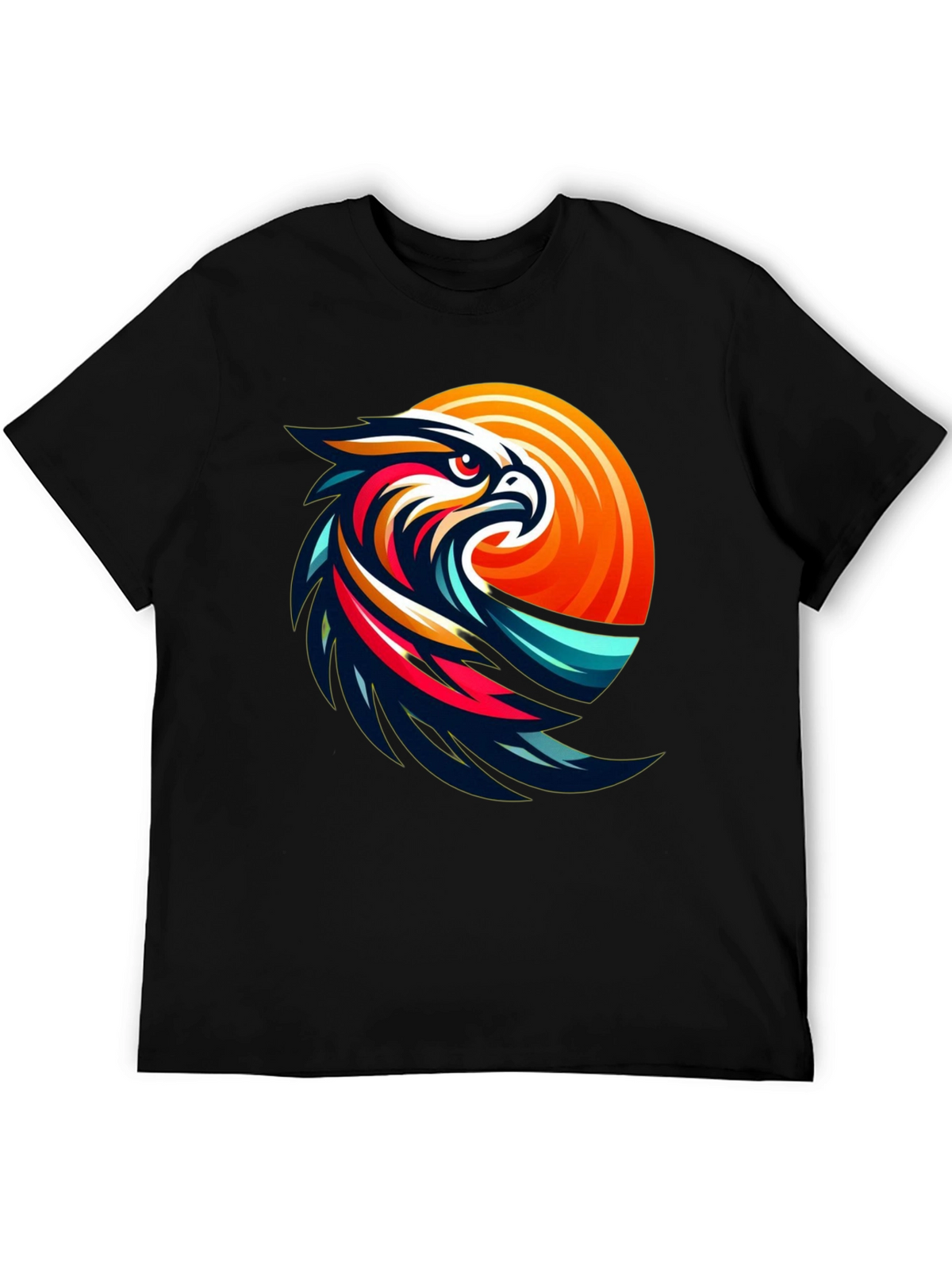 Mens Black T-Shirt with Eagle Graphic