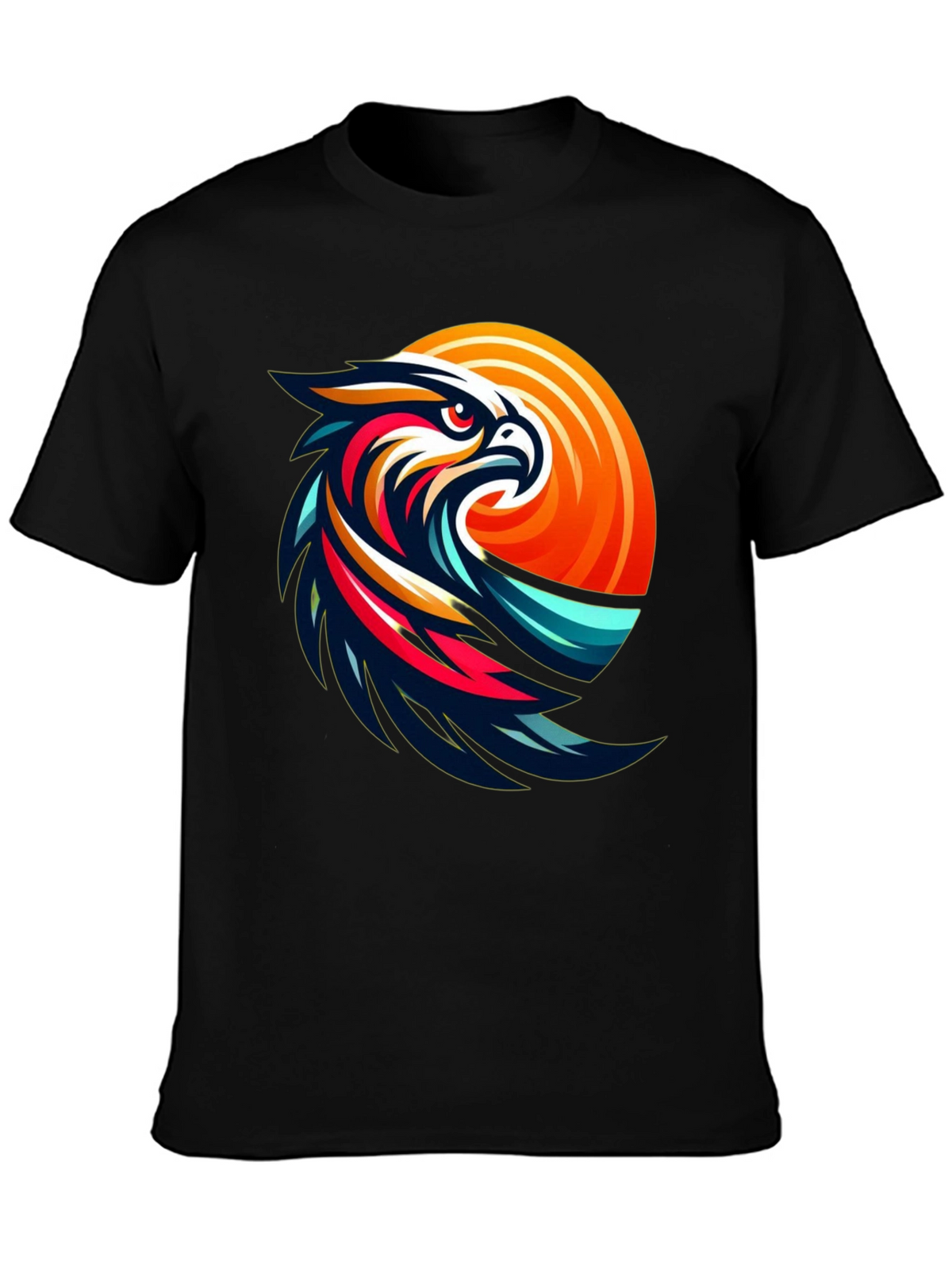 Mens Black T-Shirt with Eagle Graphic