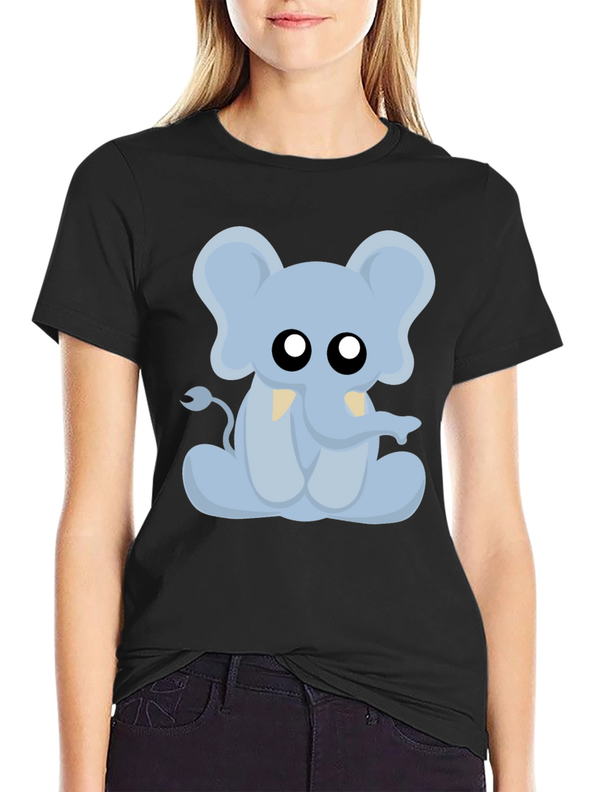 Cute Cartoon Elephant Graphic T-Shirt