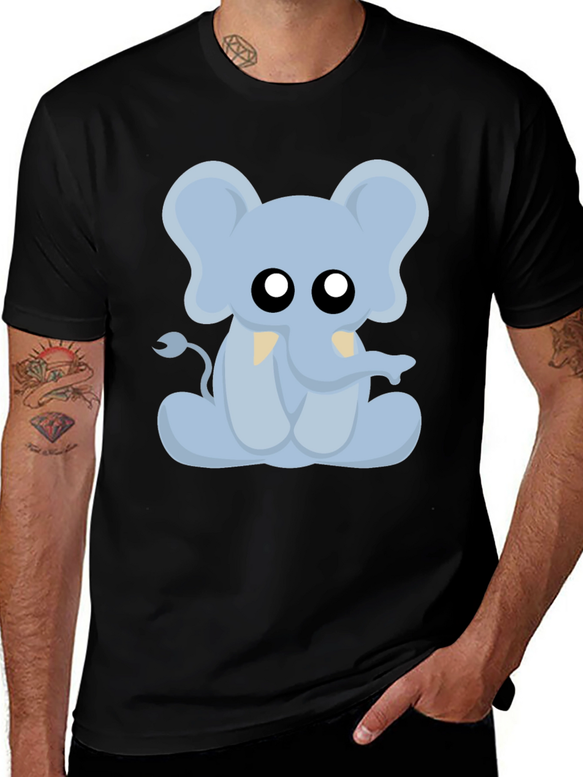 Cute Cartoon Elephant Graphic T-Shirt