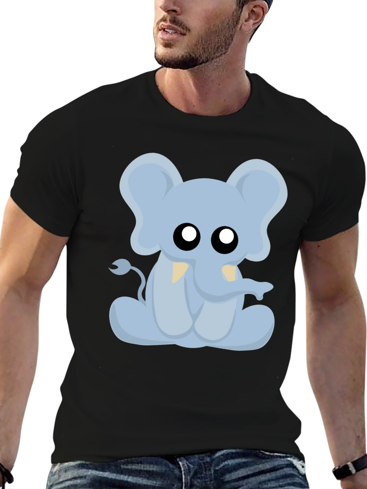 Cute Cartoon Elephant Graphic T-Shirt