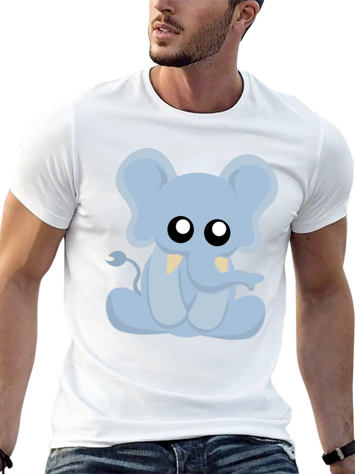 Cute Cartoon Elephant Graphic T-Shirt