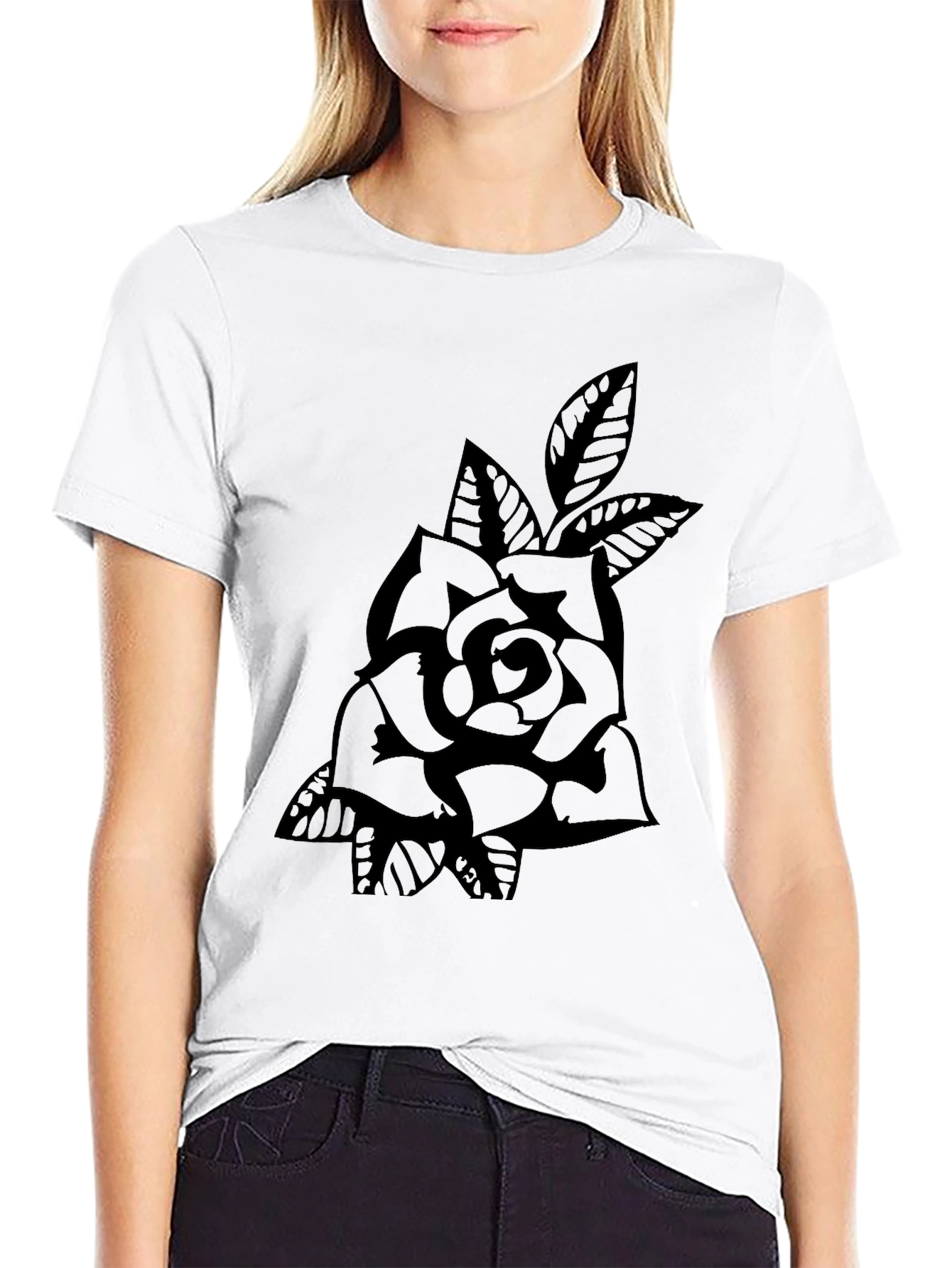 Rose Graphic Black T-Shirt - Classic Tattoo Style