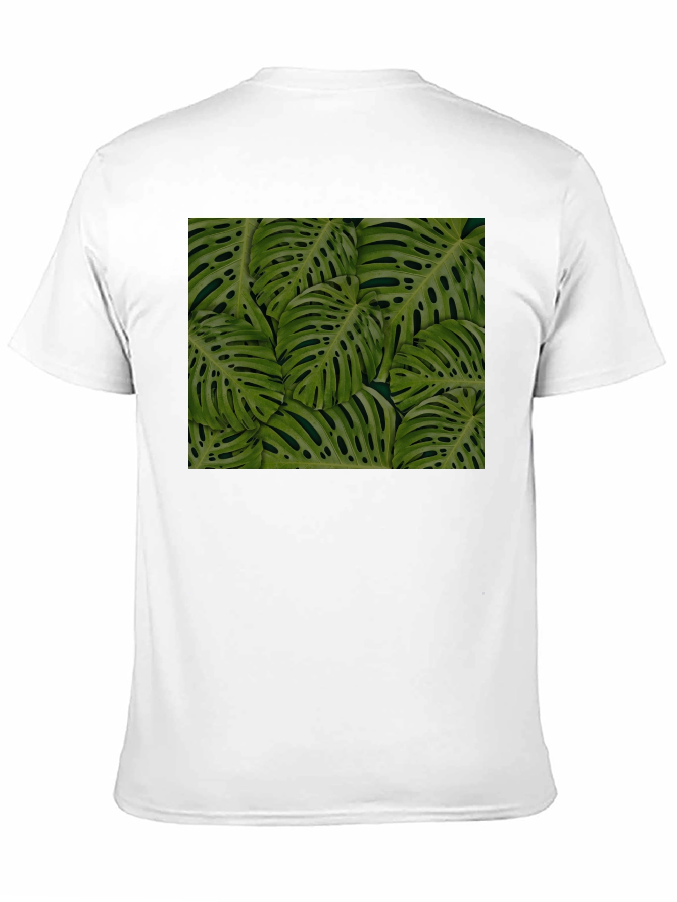Tropical Monstera Leaf Print Black T-Shirt