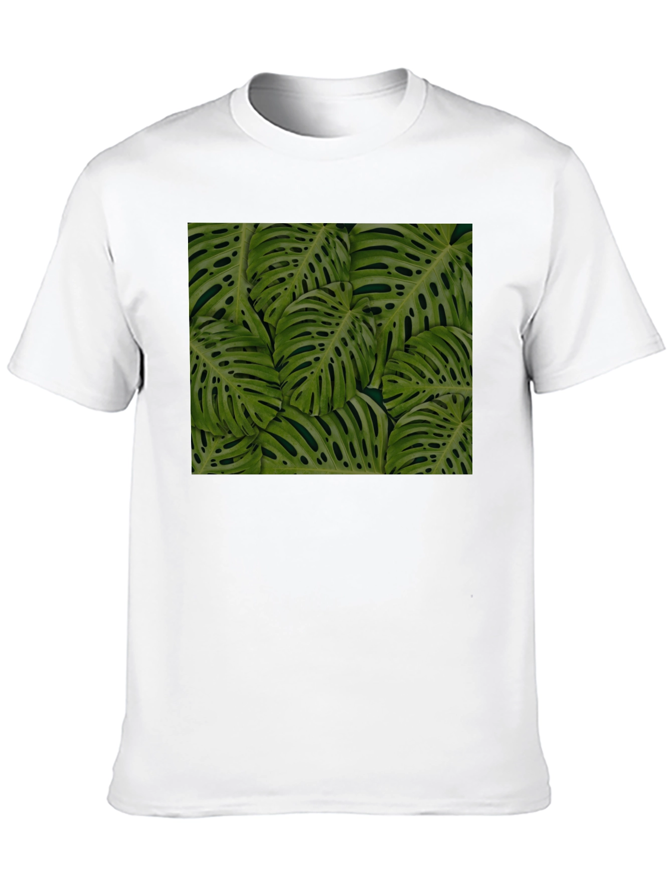 Tropical Monstera Leaf Print Black T-Shirt