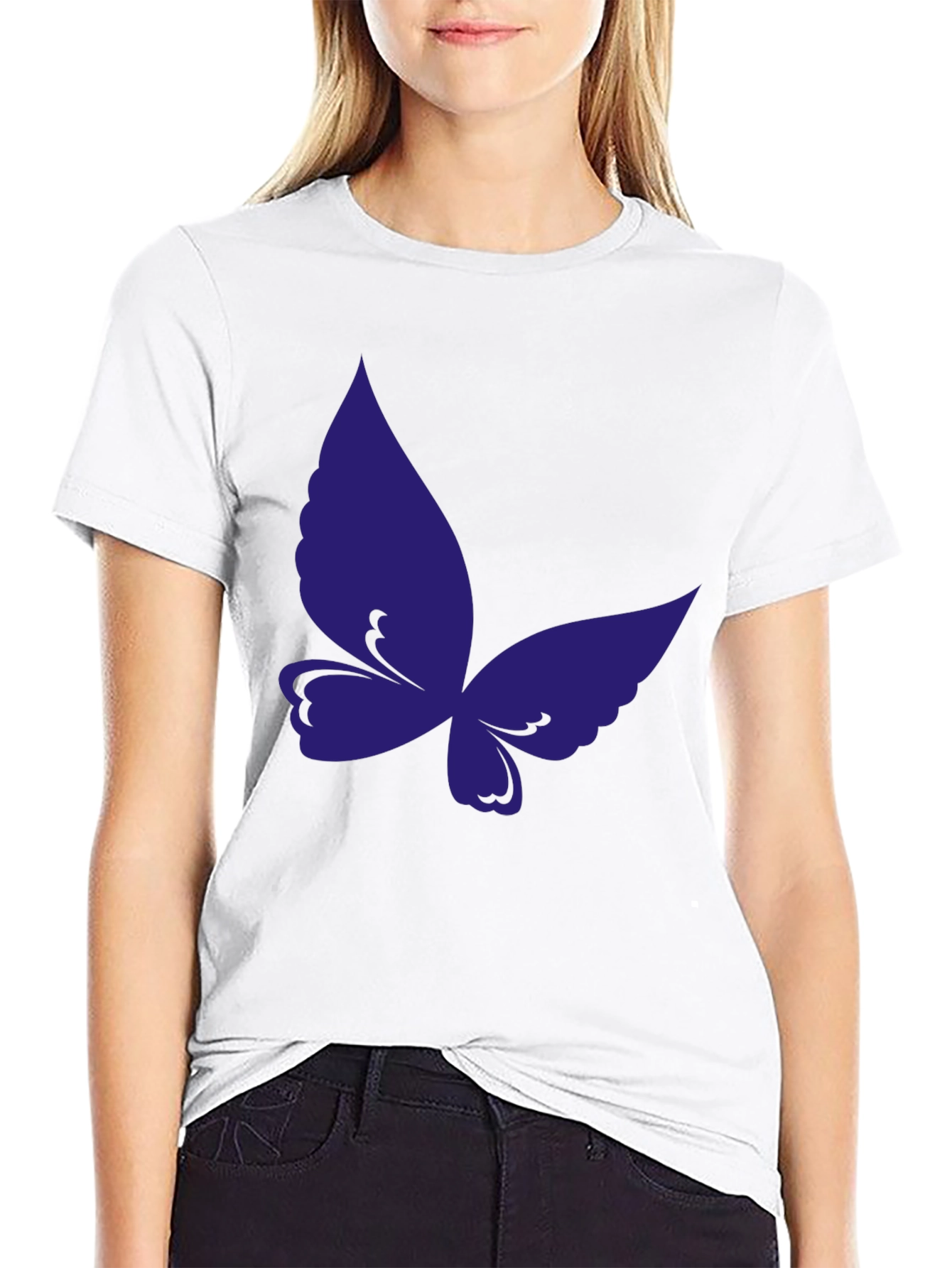 Butterfly Graphic Tee - Black Cotton Casual T-Shirt
