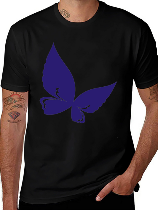 Butterfly Graphic Tee - Black Cotton Casual T-Shirt