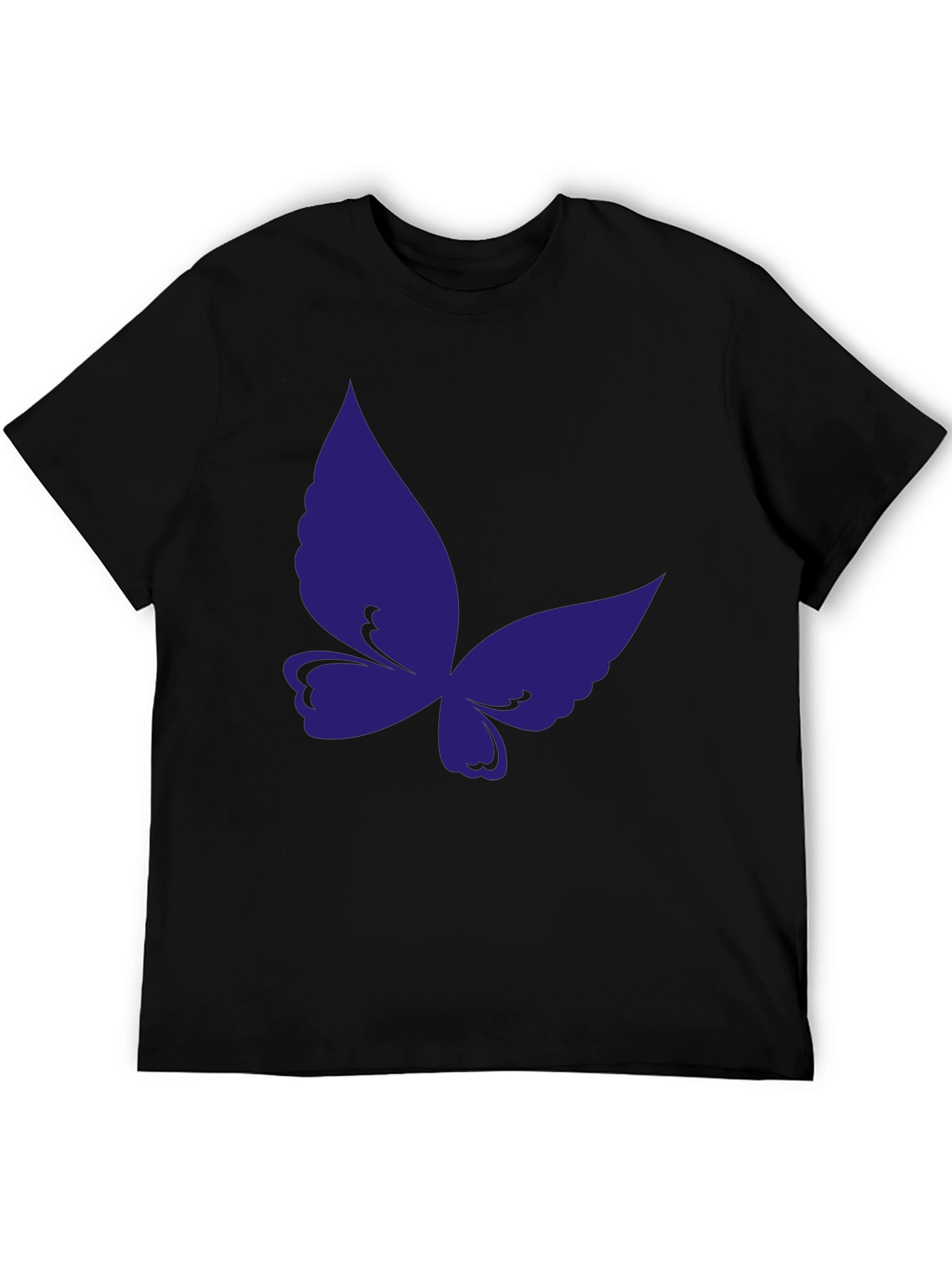 Butterfly Graphic Tee - Black Cotton Casual T-Shirt