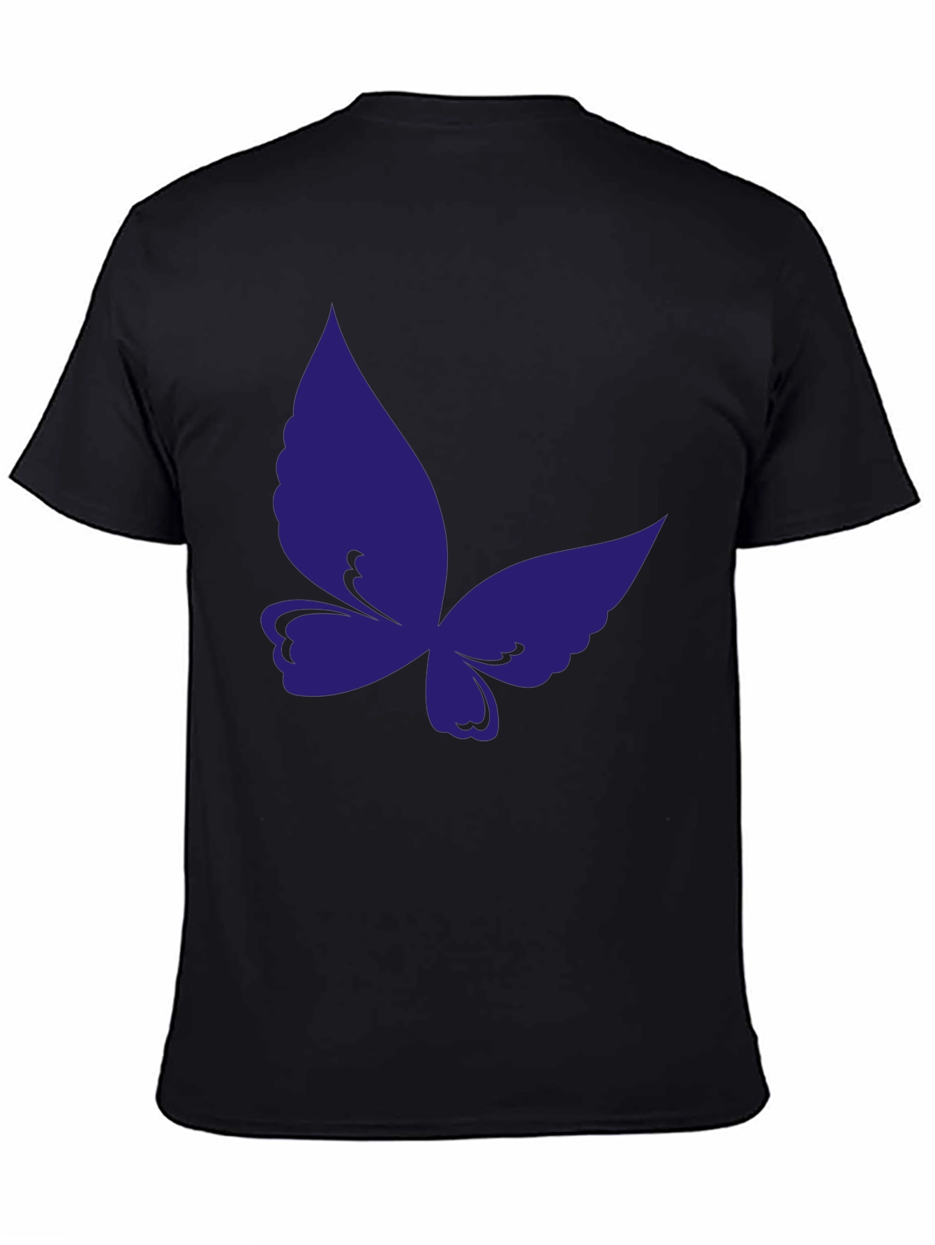 Butterfly Graphic Tee - Black Cotton Casual T-Shirt