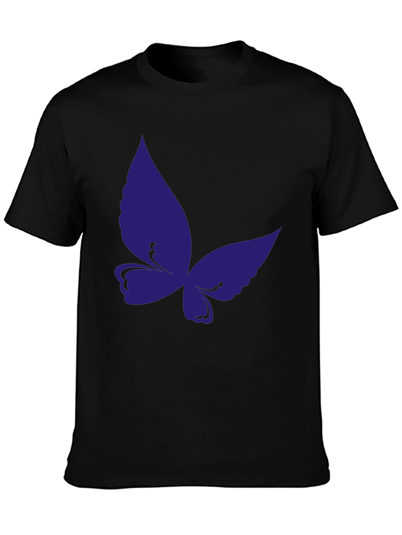 Butterfly Graphic Tee - Black Cotton Casual T-Shirt