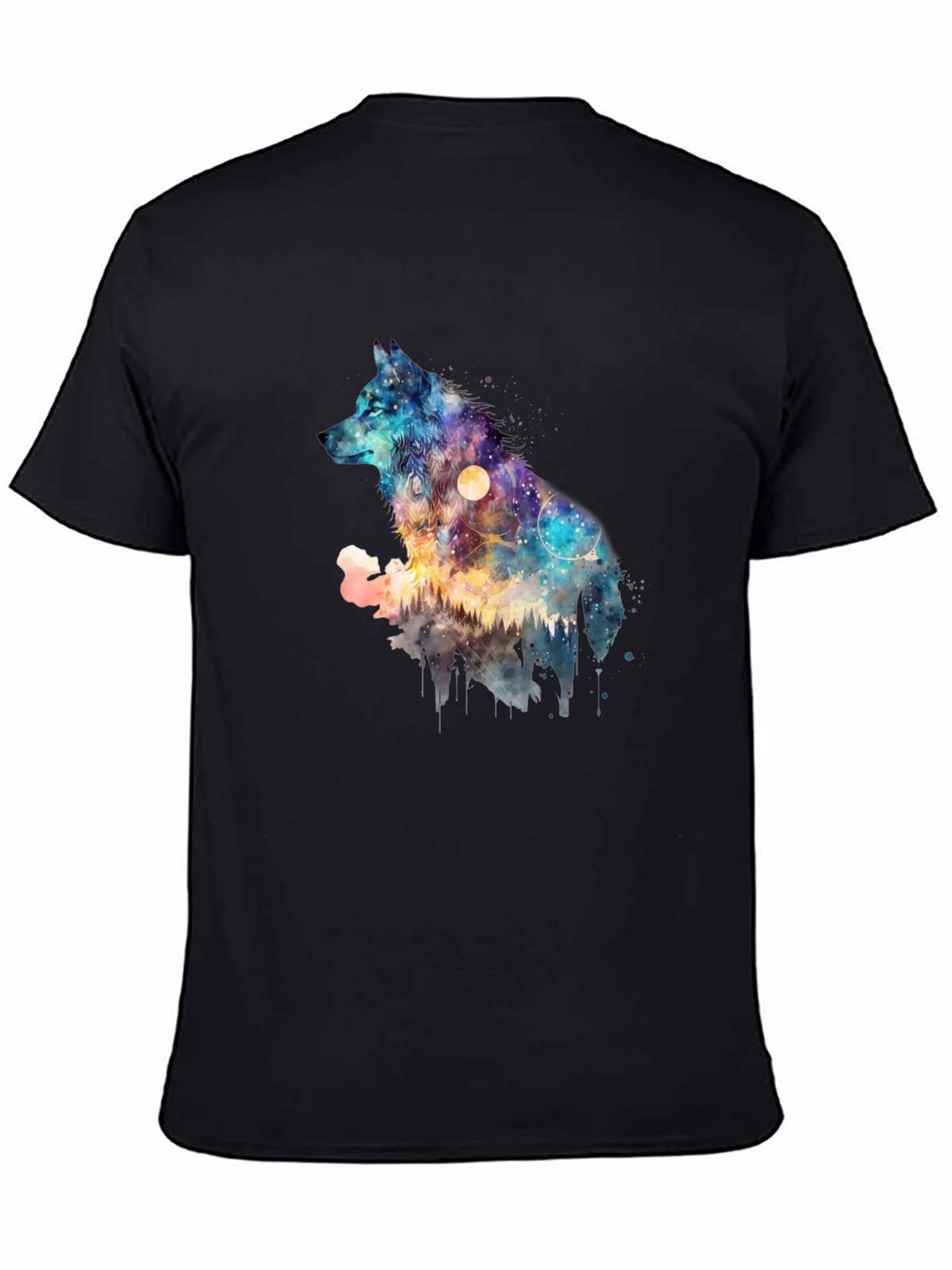 Galaxy Wolf Graphic Tee - Mens Black T-Shirt