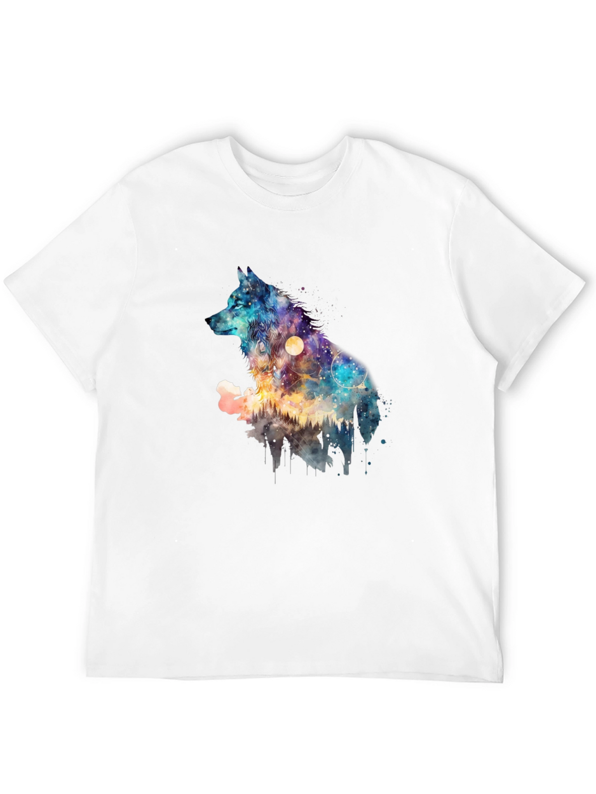 Galaxy Wolf Graphic Tee - Mens Black T-Shirt