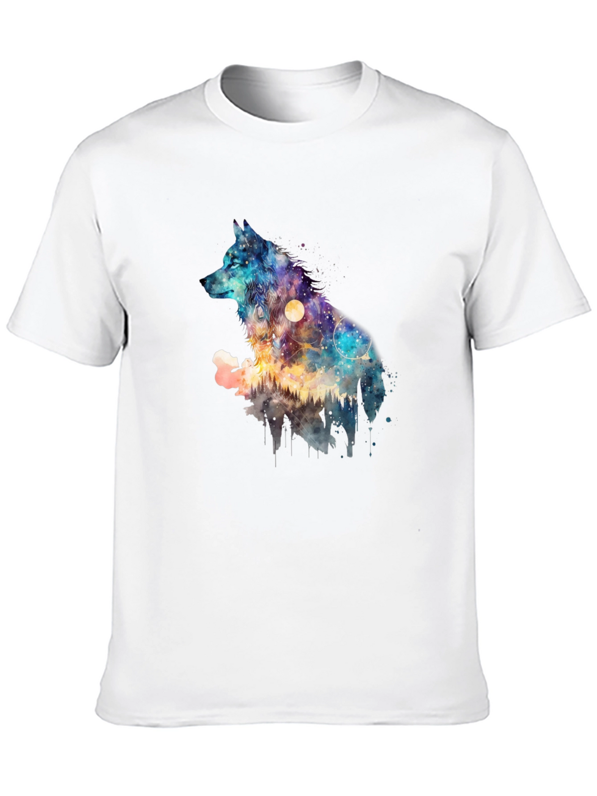 Galaxy Wolf Graphic Tee - Mens Black T-Shirt
