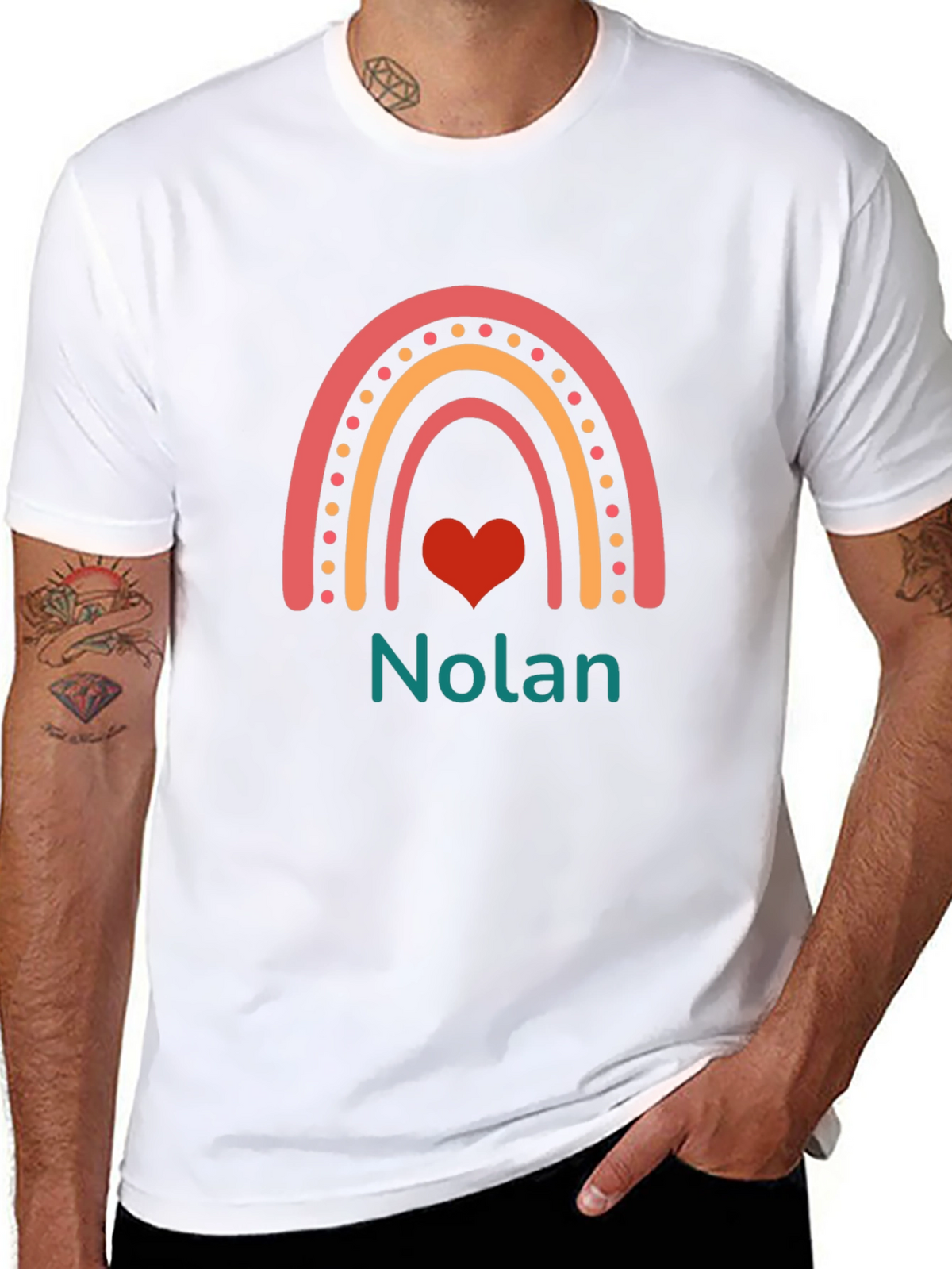 Nolan Rainbow Heart Personalized T-Shirt