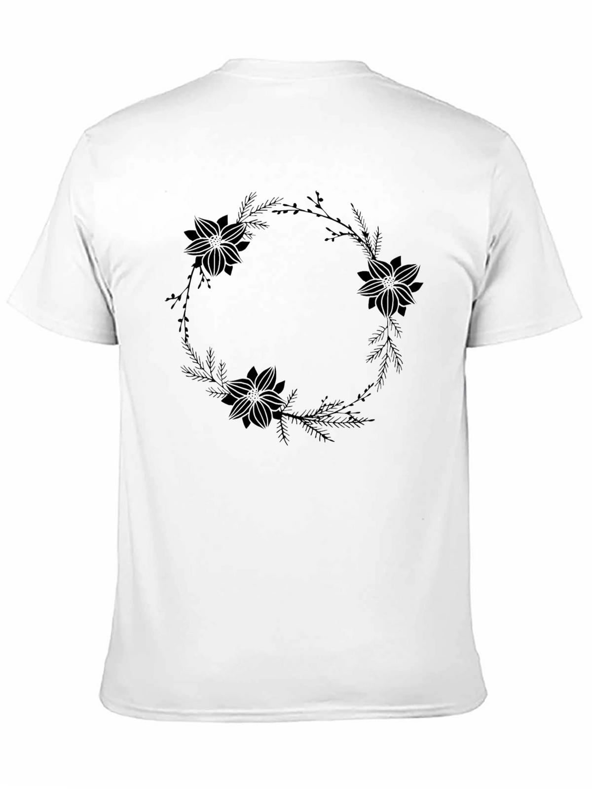Floral Wreath Graphic Black T-Shirt