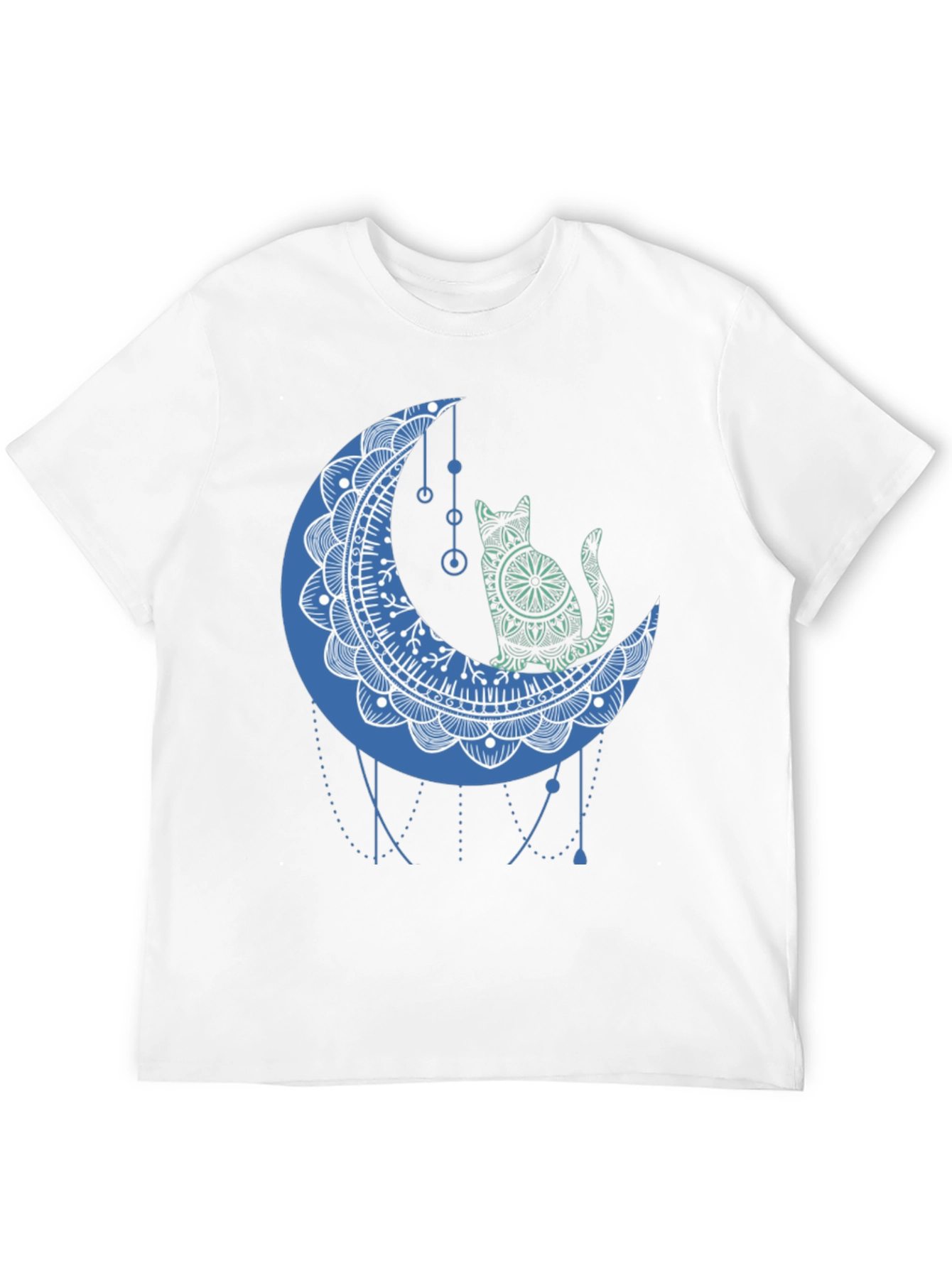 Cat on Moon Graphic Tee - Black