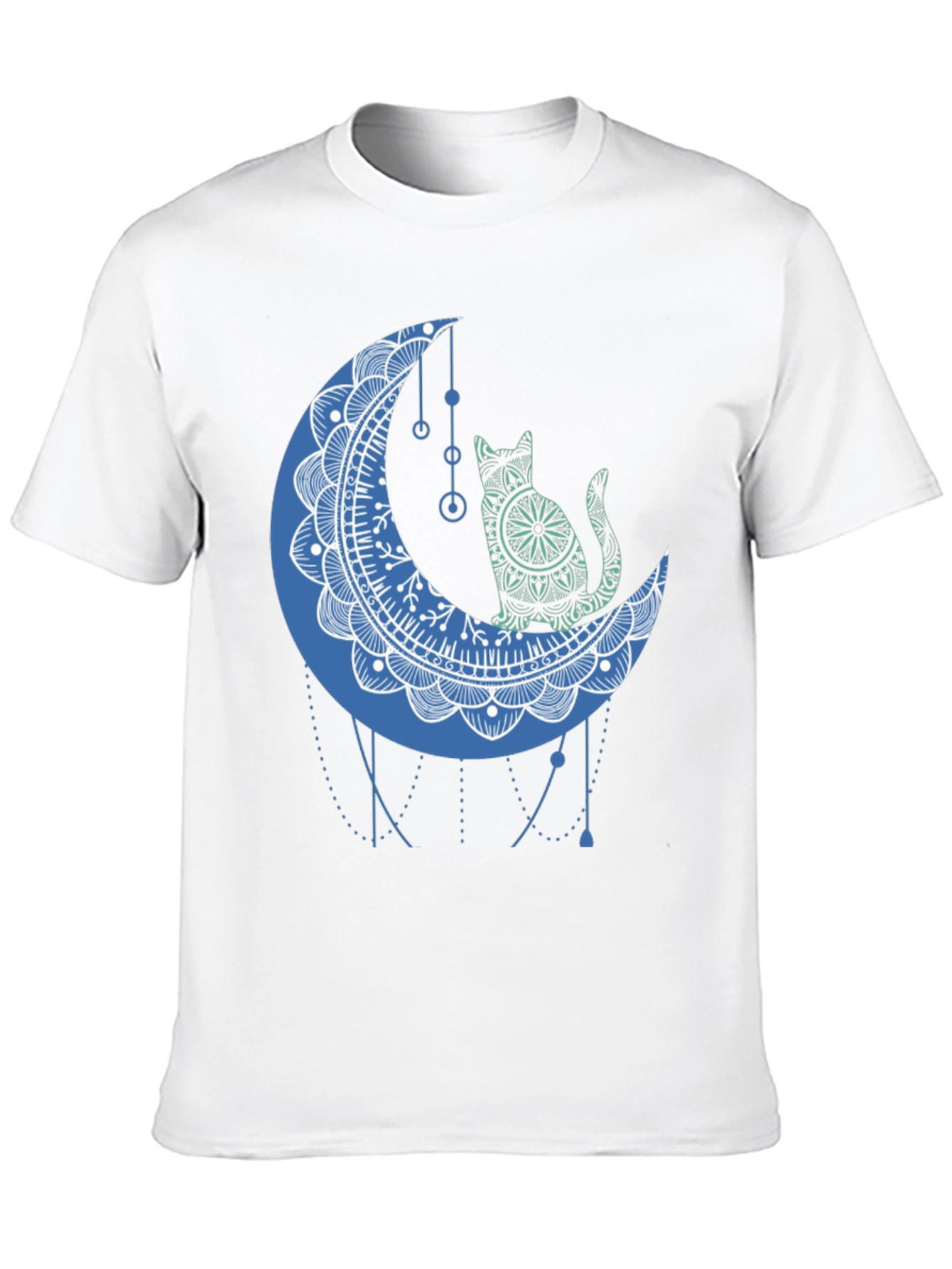 Cat on Moon Graphic Tee - Black