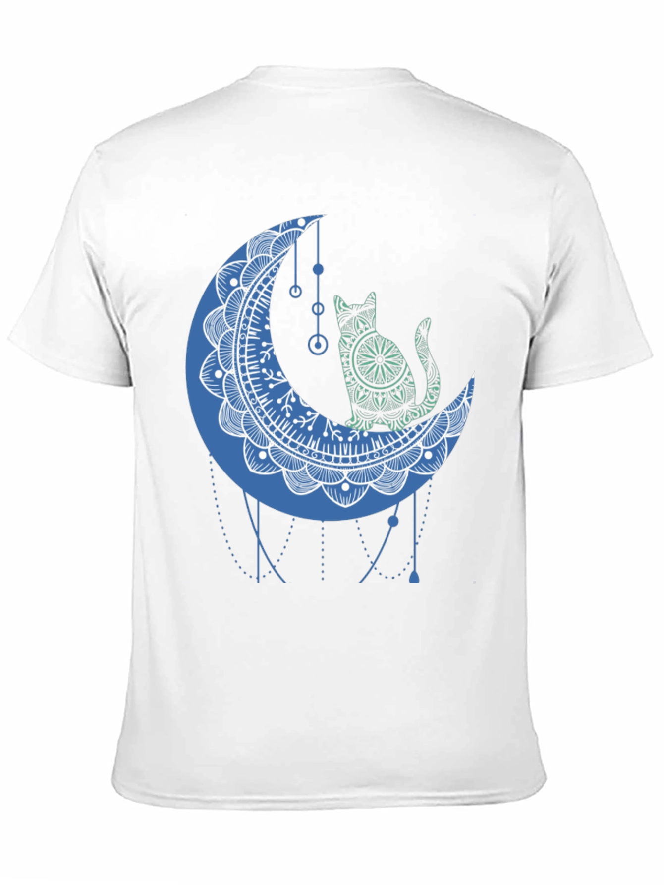 Cat on Moon Graphic Tee - Black