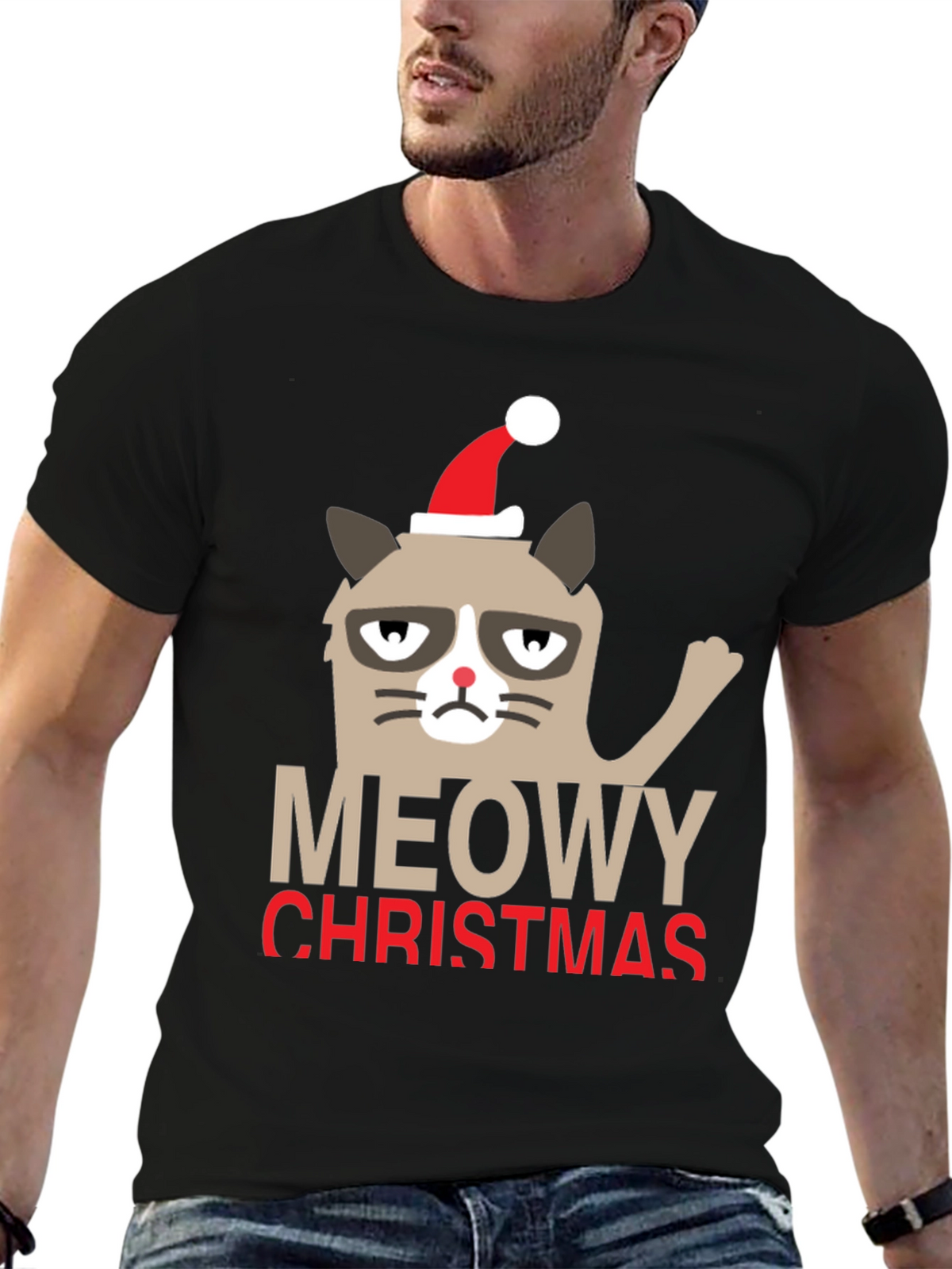 Grumpy Cat Meowy Christmas Holiday T-Shirt