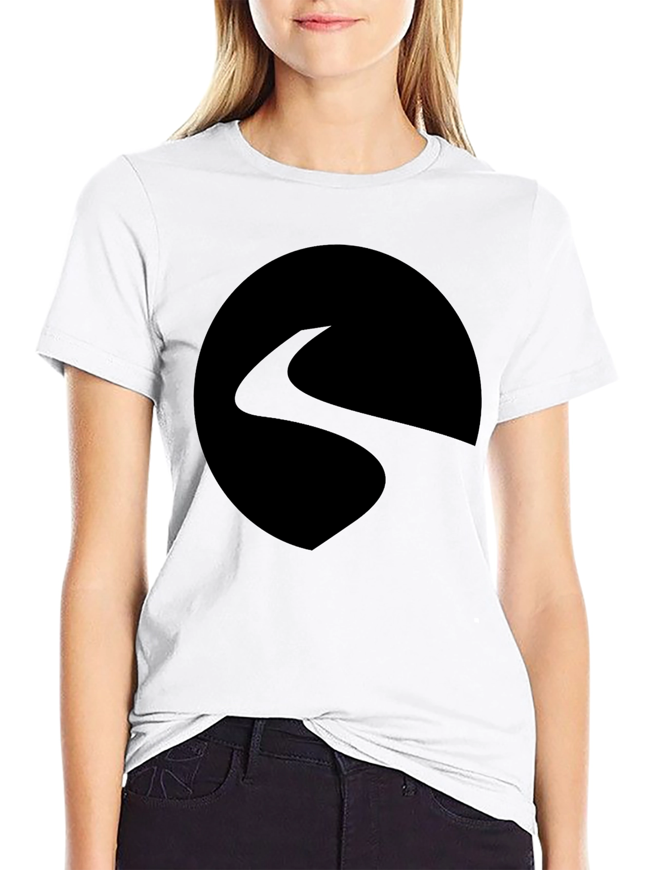 Mens Black Graphic Tee - Abstract Circle Design