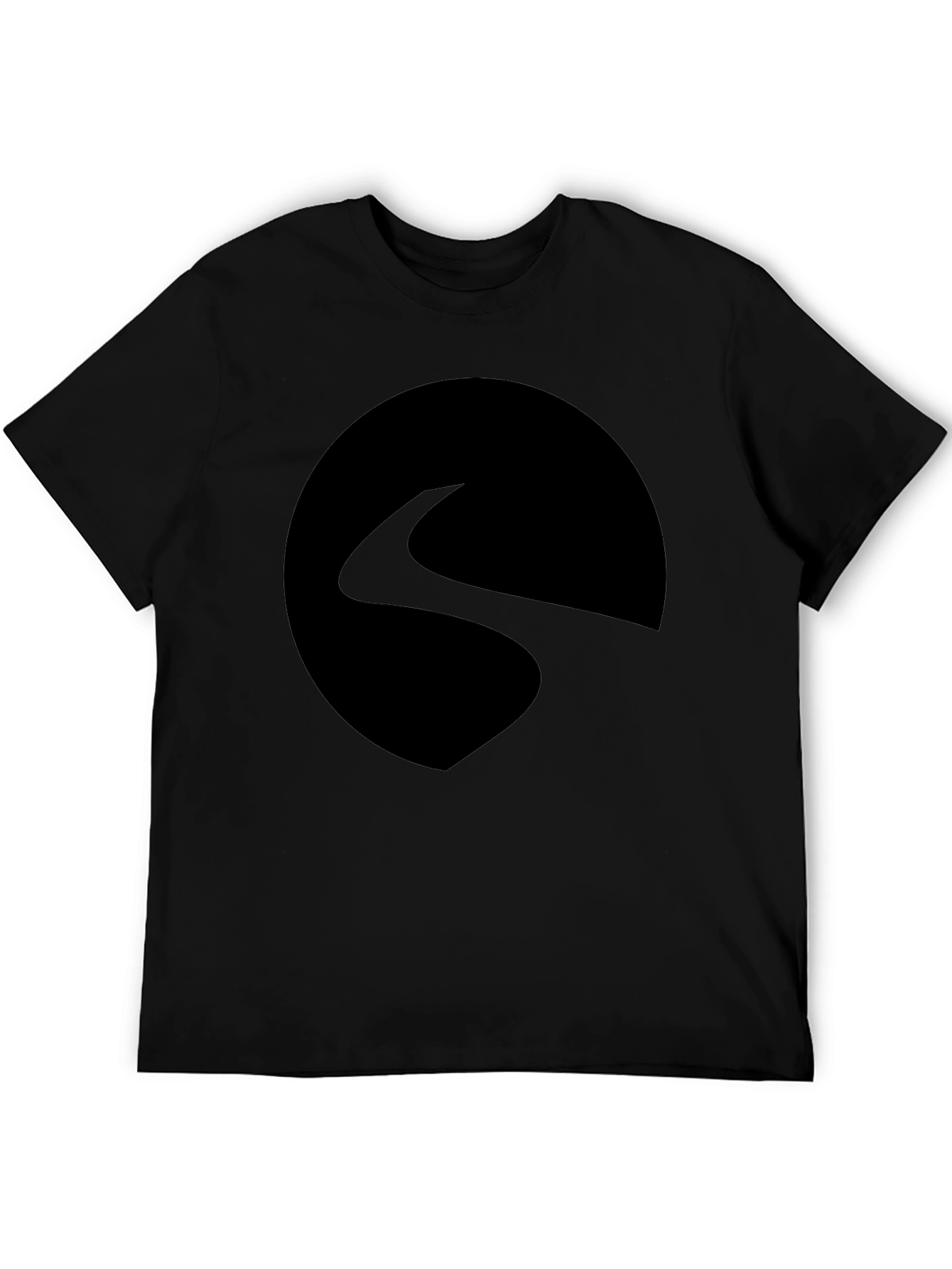 Mens Black Graphic Tee - Abstract Circle Design