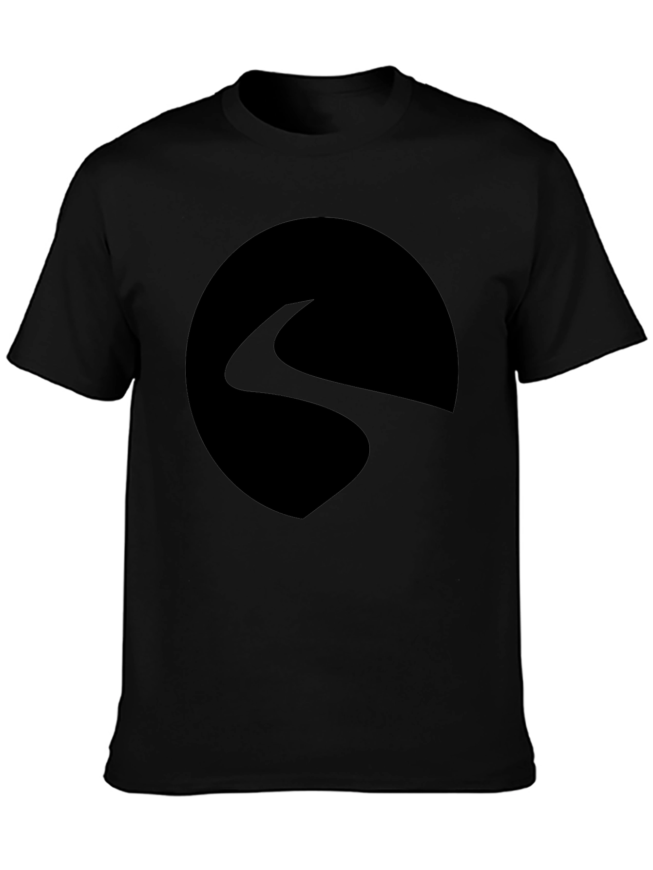 Mens Black Graphic Tee - Abstract Circle Design