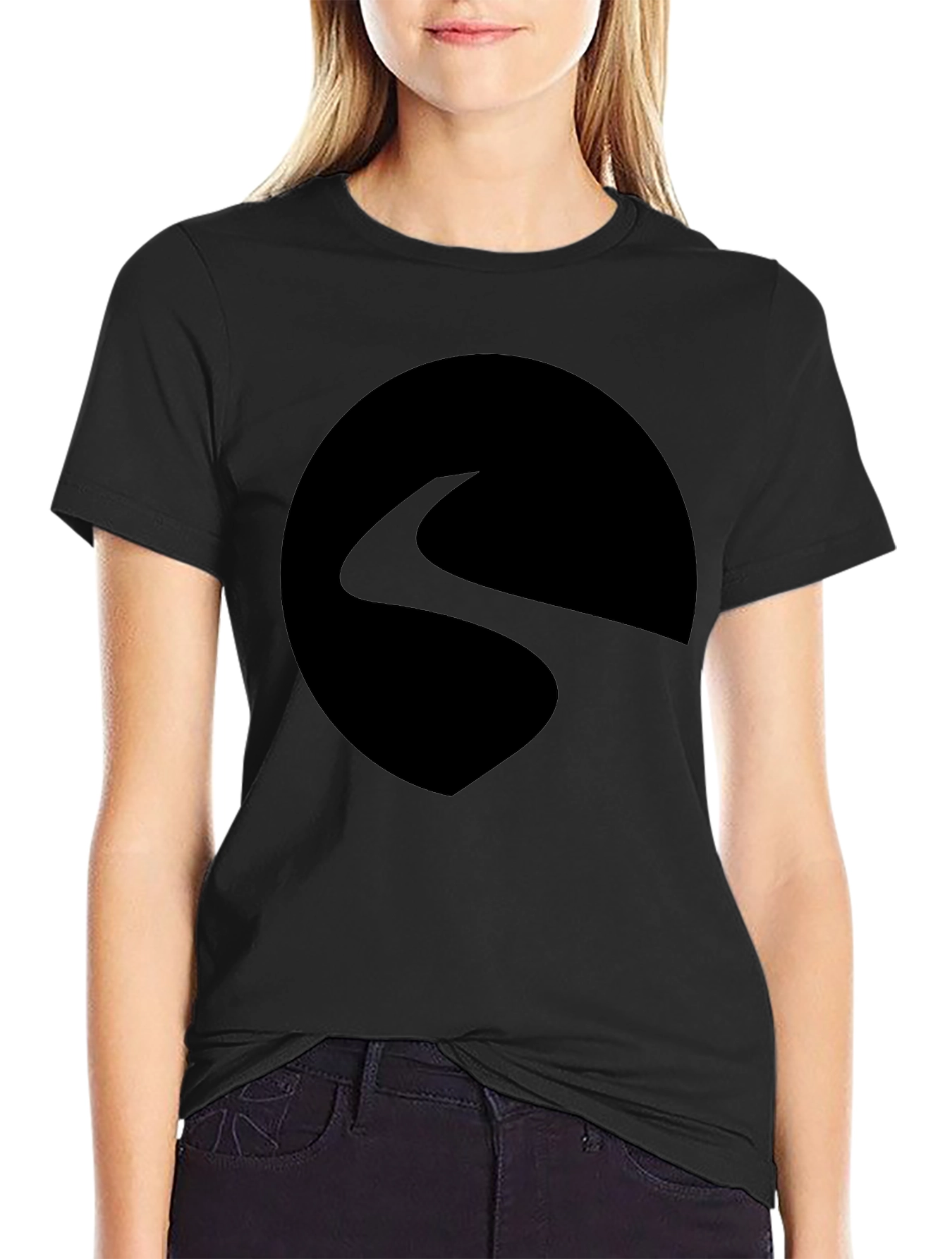 Mens Black Graphic Tee - Abstract Circle Design