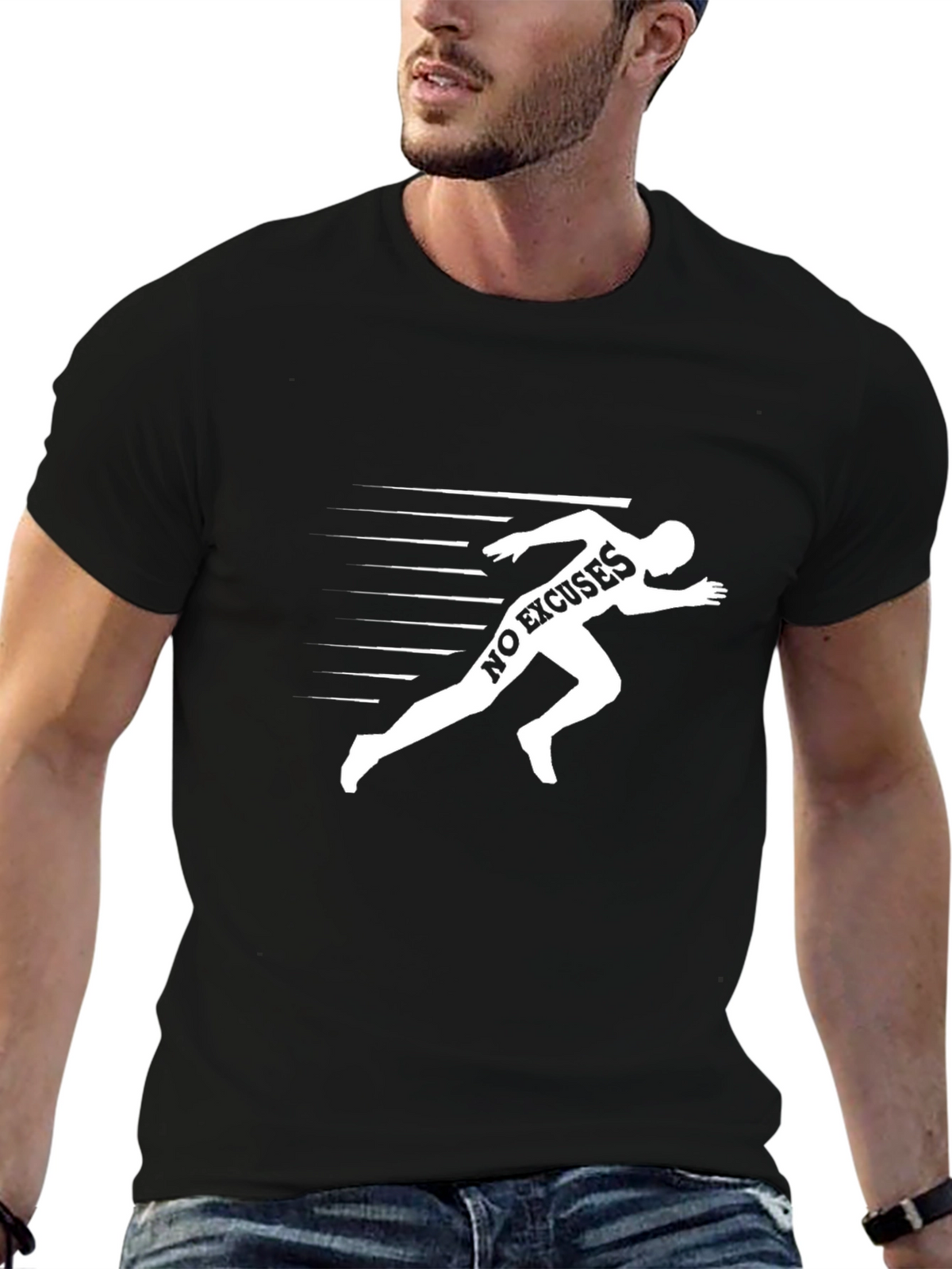 No Excuses Runner Graphic T-Shirt - Black