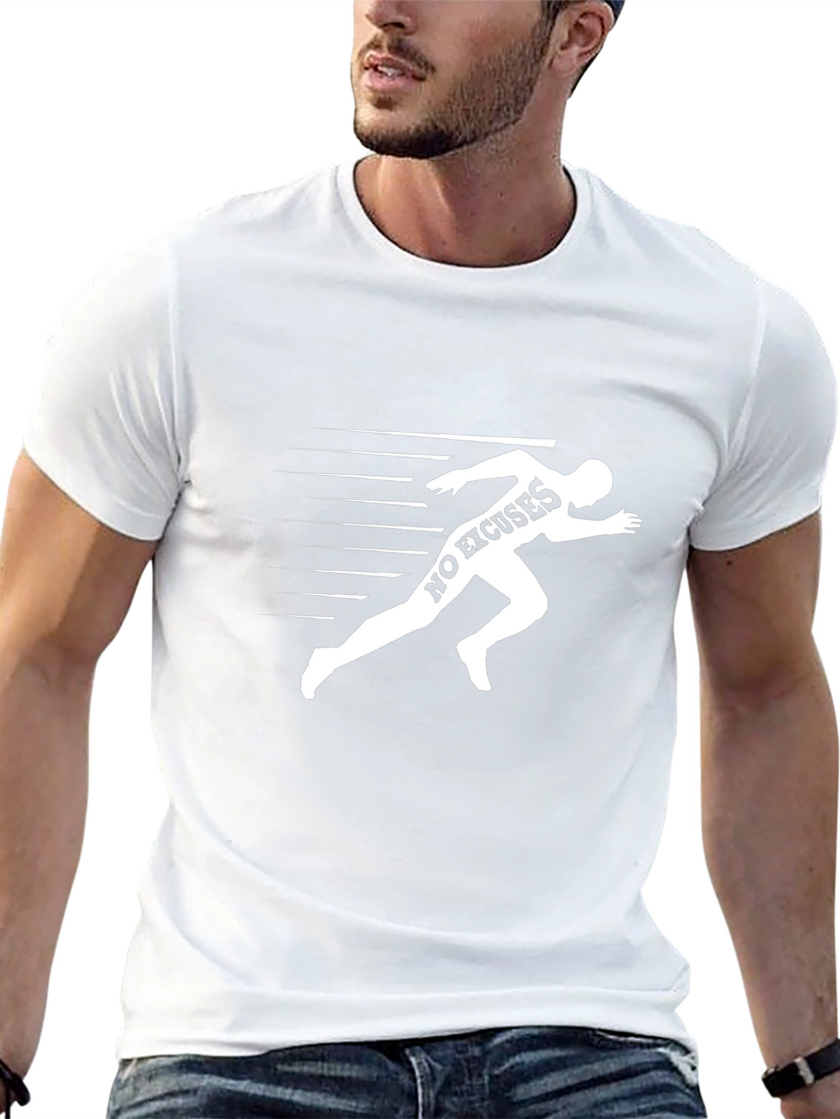 No Excuses Runner Graphic T-Shirt - Black