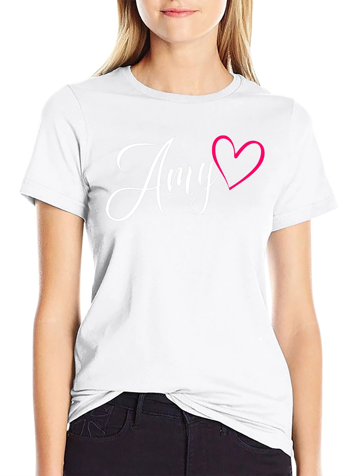 Personalized Amy Heart Black T-Shirt