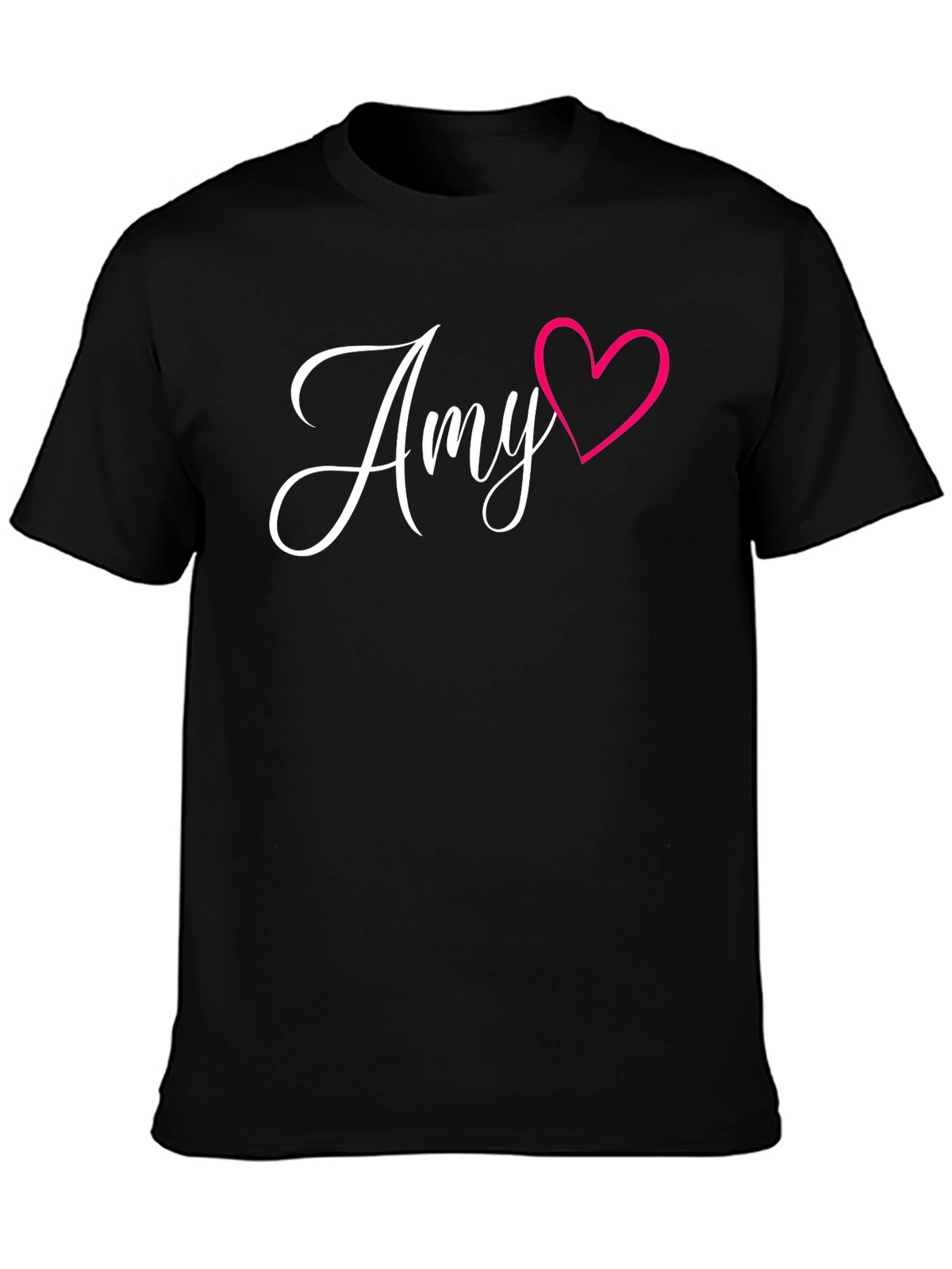 Personalized Amy Heart Black T-Shirt