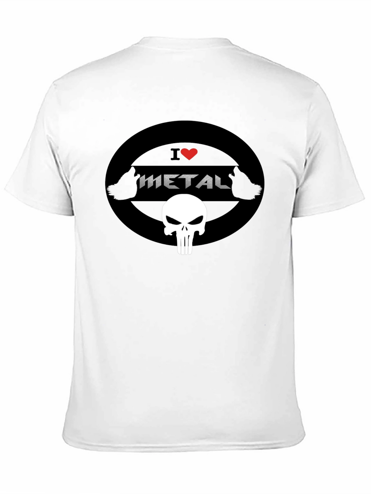 I Heart Metal Punisher Skull Black T-Shirt