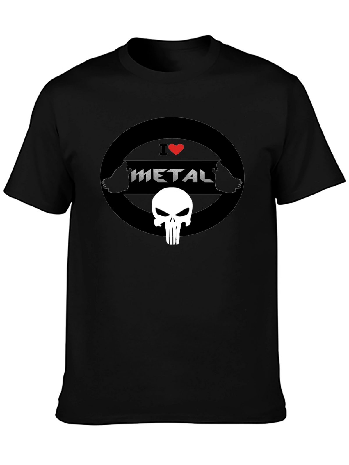 I Heart Metal Punisher Skull Black T-Shirt