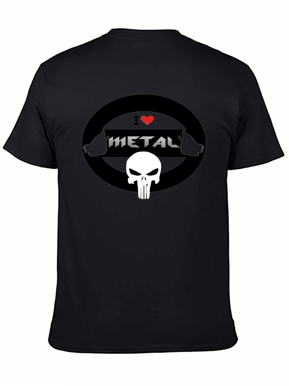 I Heart Metal Punisher Skull Black T-Shirt