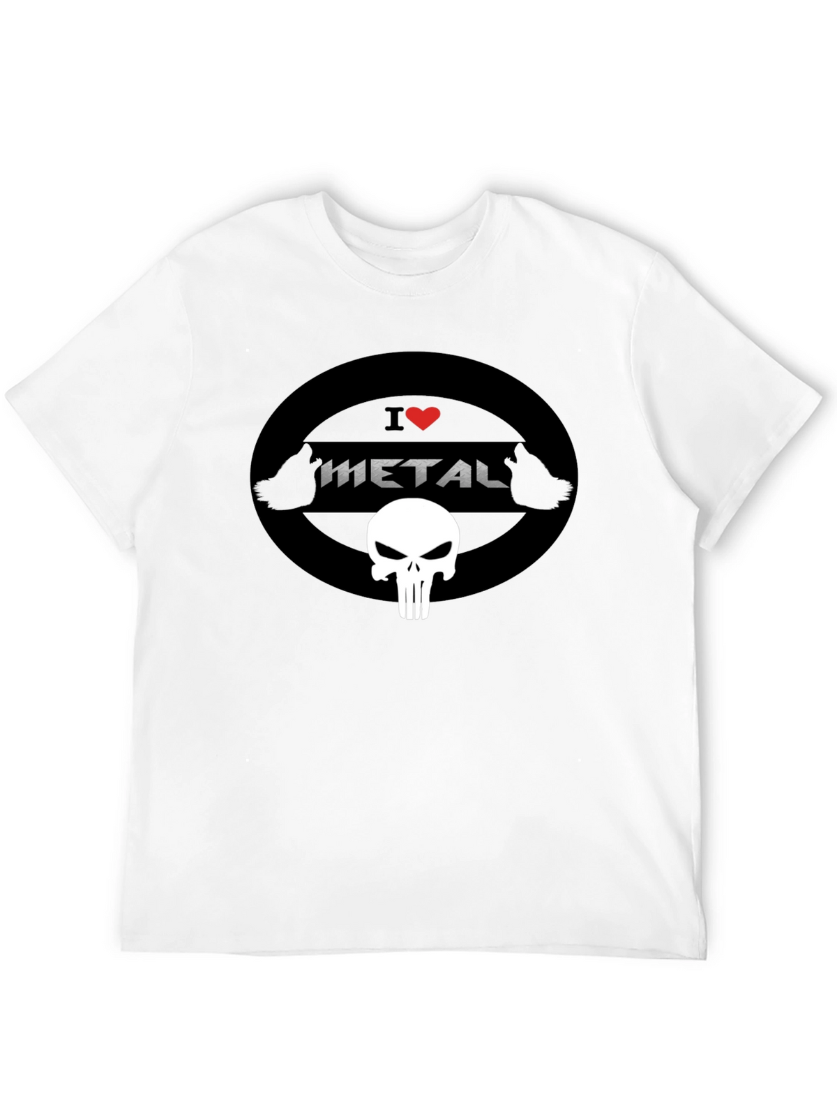 I Heart Metal Punisher Skull Black T-Shirt