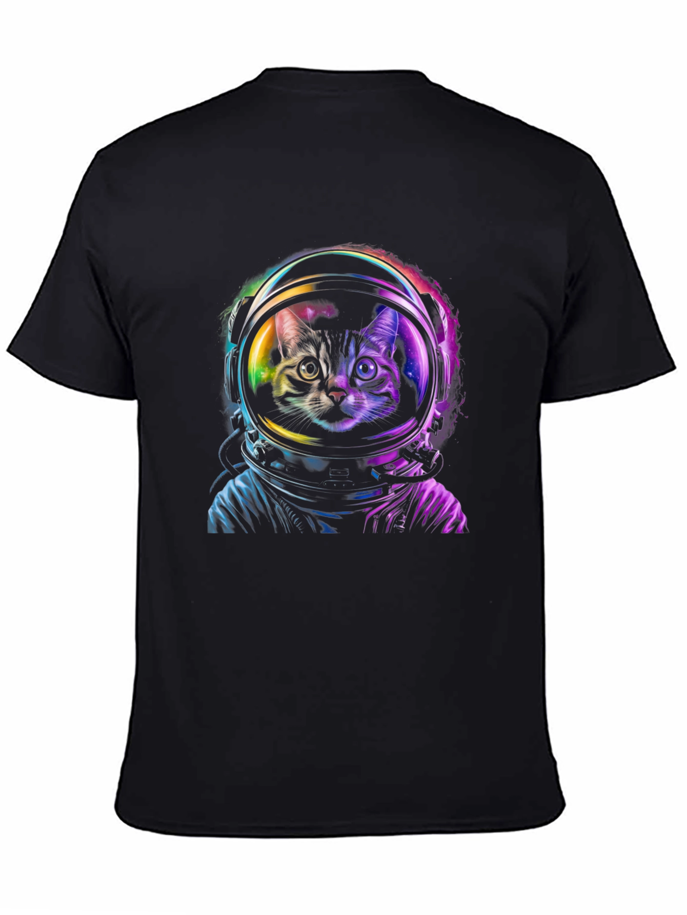 Astronaut Cat Graphic Black T-Shirt