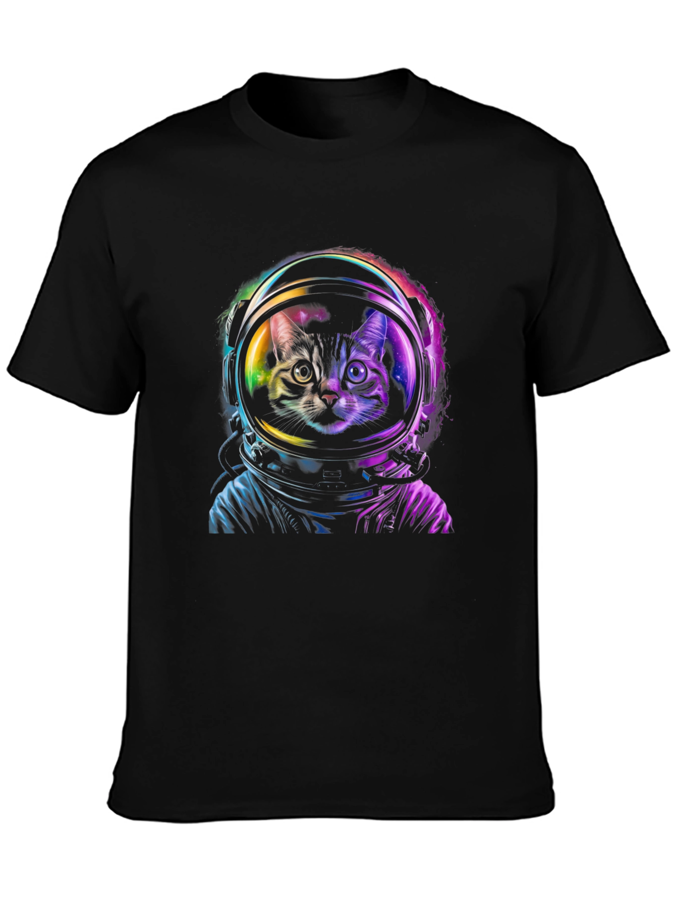 Astronaut Cat Graphic Black T-Shirt