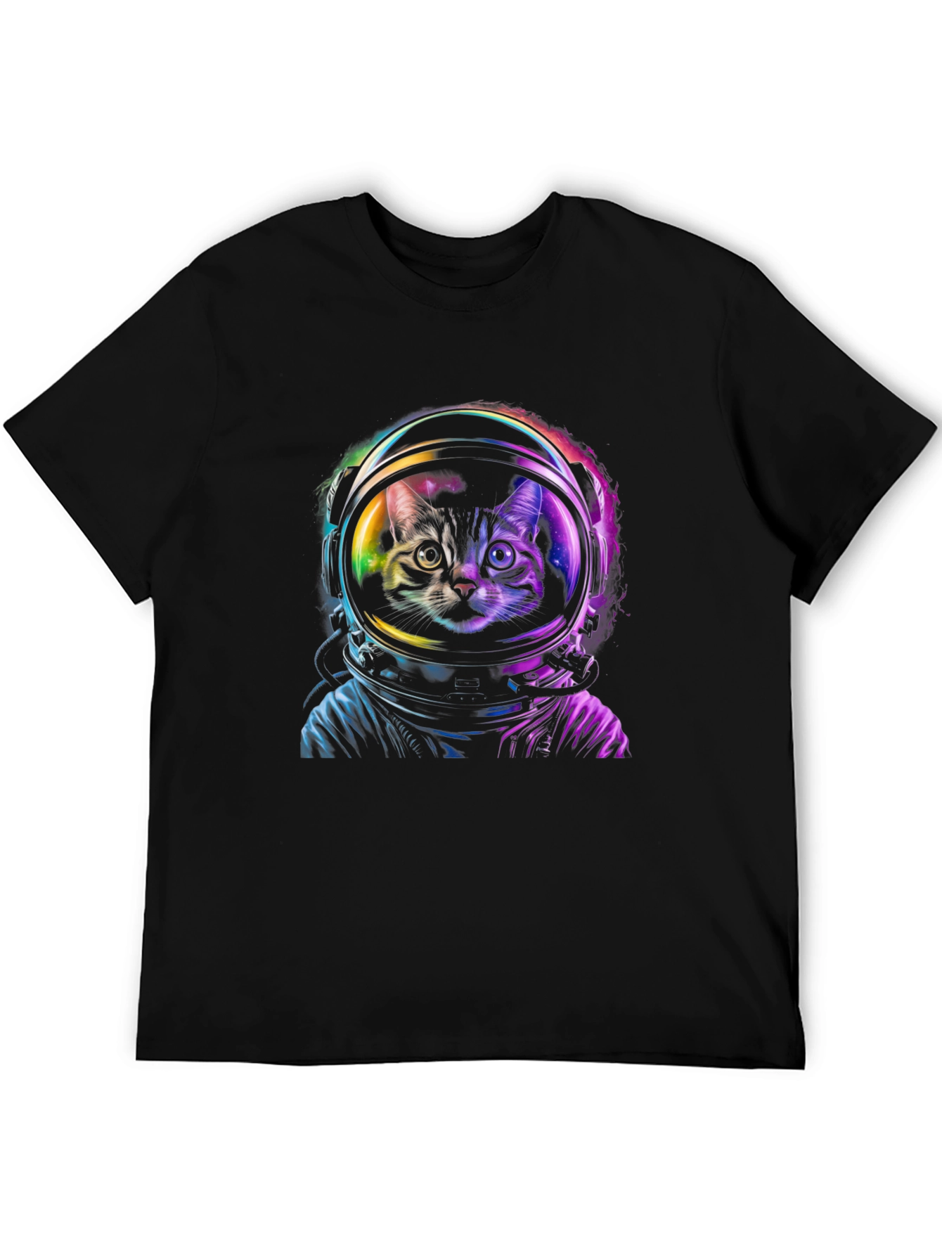 Astronaut Cat Graphic Black T-Shirt