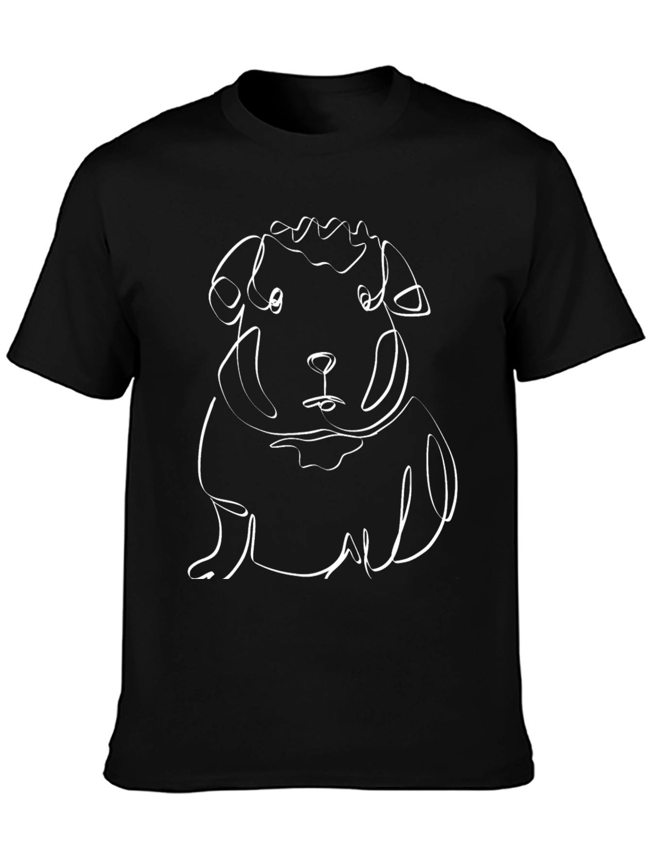 Dog Line Art Black T-Shirt