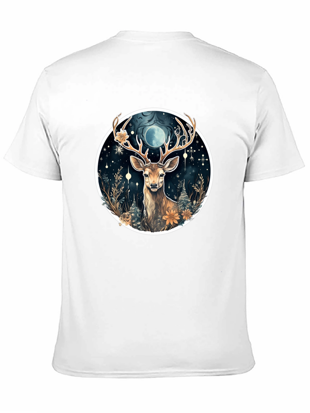 Mystic Deer Graphic Tee - Black Cotton