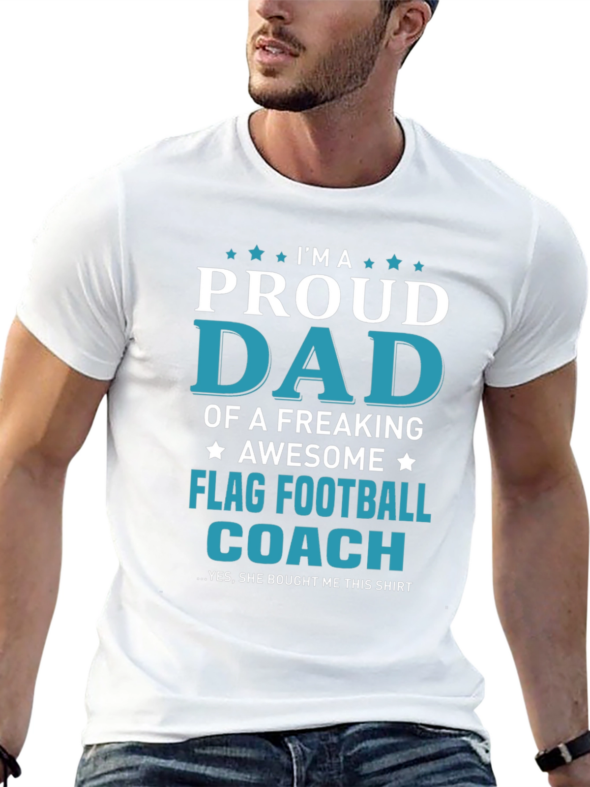 Proud Dad Flag Football Coach Graphic T-Shirt