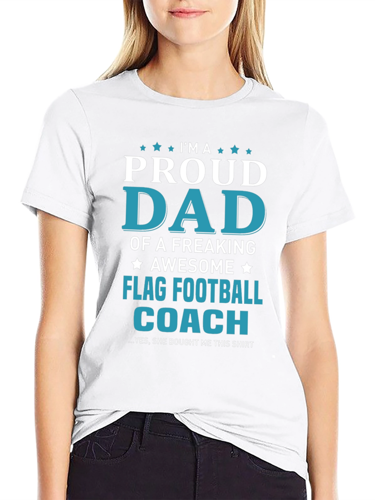 Proud Dad Flag Football Coach Graphic T-Shirt