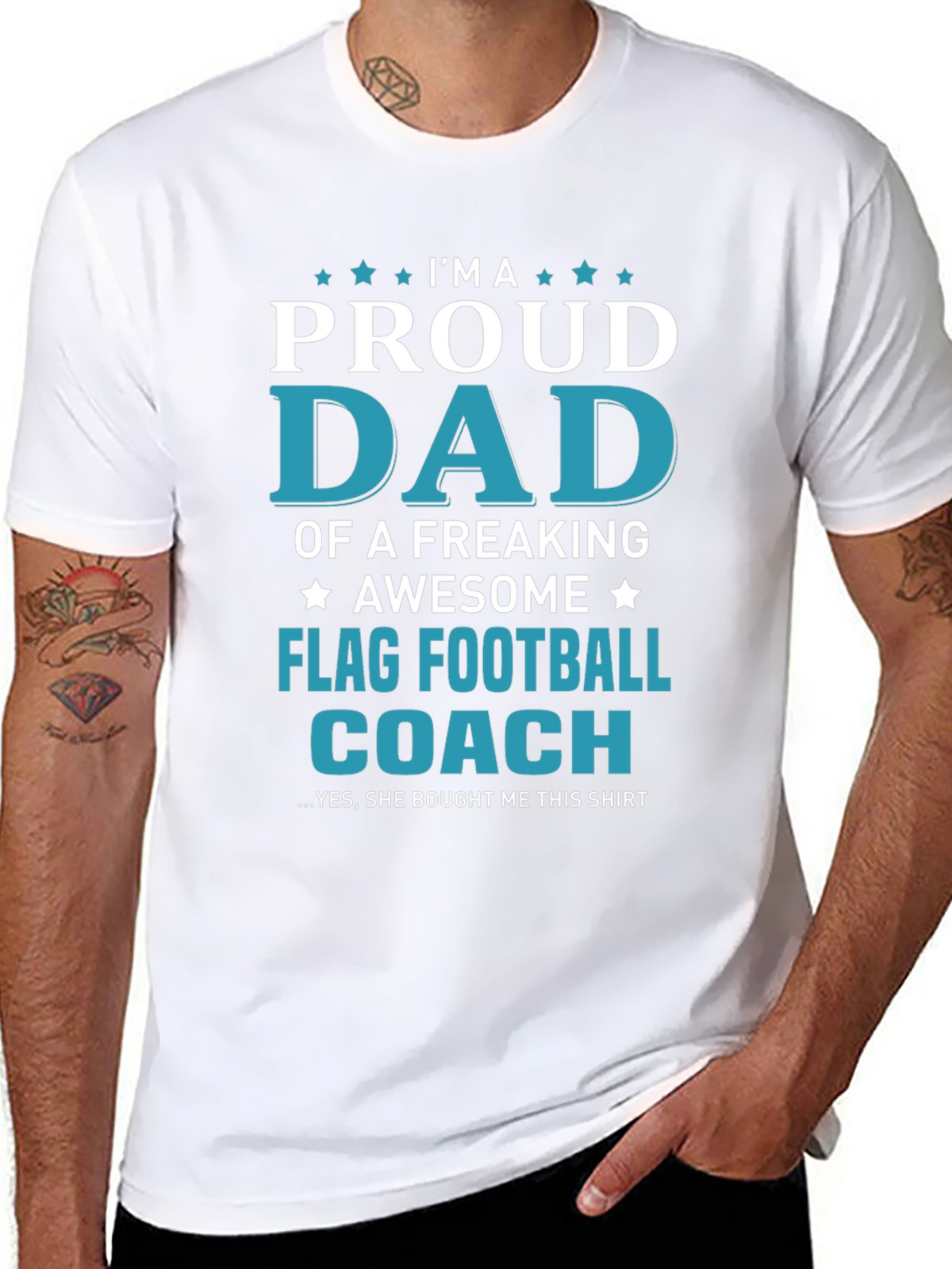 Proud Dad Flag Football Coach Graphic T-Shirt